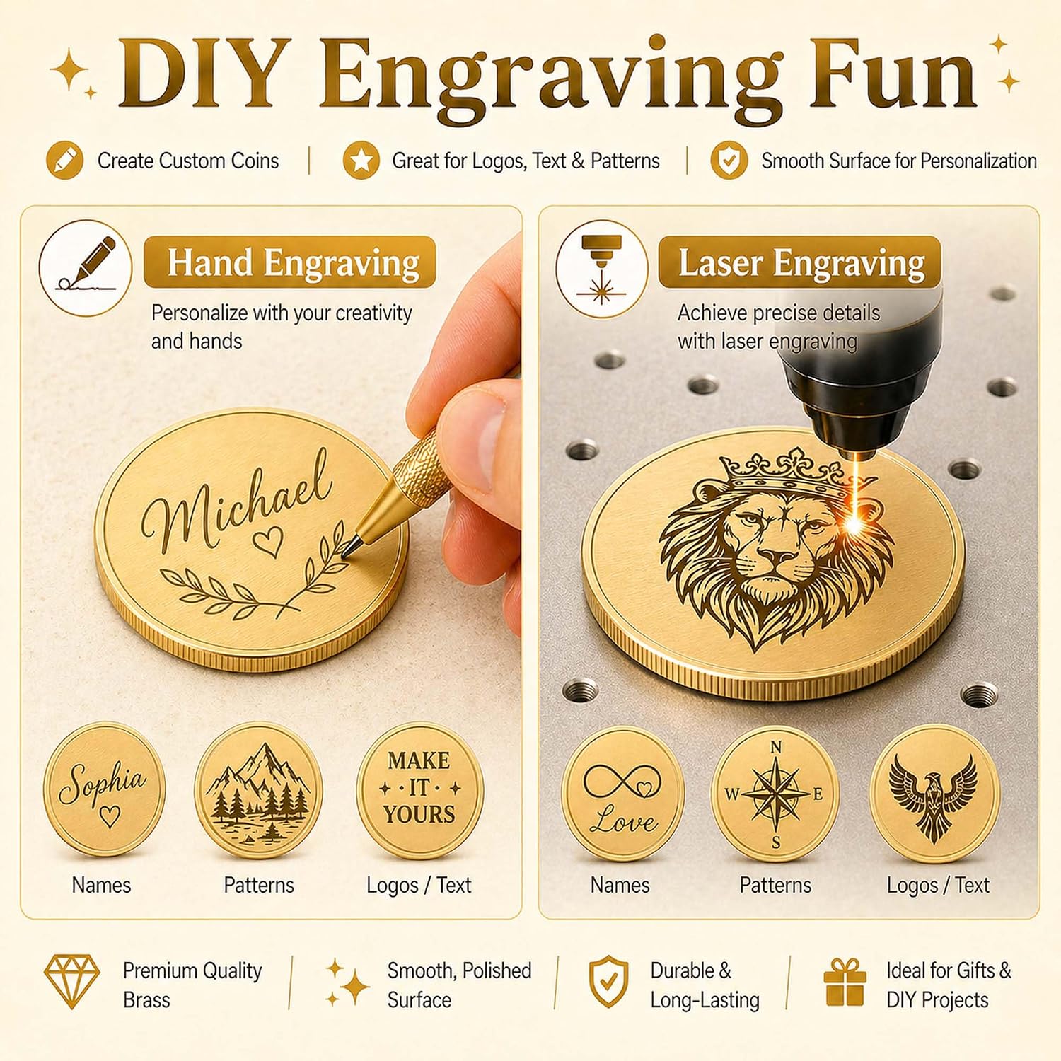 10Pcs Brass Coin Blanks Set & Acrylic Cases for Laser Engraving-Coldairsoap image 5