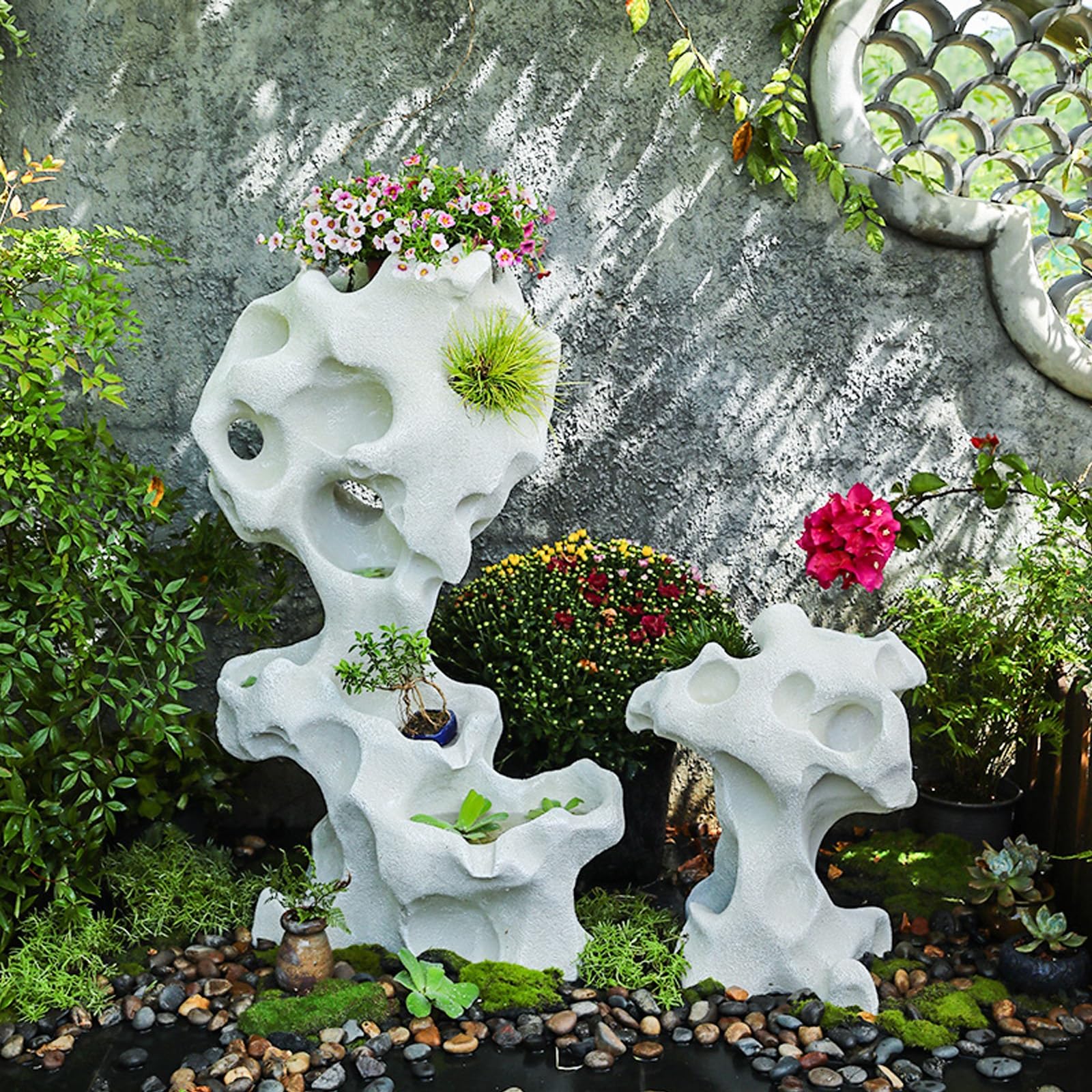 Roccia Artificiale, Rocce Decorative, Sassi da Giardino, Ecologiche, Inodore, Adatte per Cortili(Brass)