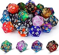 Vista 8 de TecUnite Juego de 25 dados poliédricos laterales de 25 piezas con bolsa negra compatible con RPG MTG y otros con varios colores surtidos aleatorios