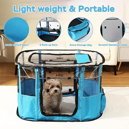 Miniatura 34 de Corral de juego pop para perros y gatos, casas de mascotas para perros y gatos, corral de ejercicio para interiores y exteriores, tienda de campaña