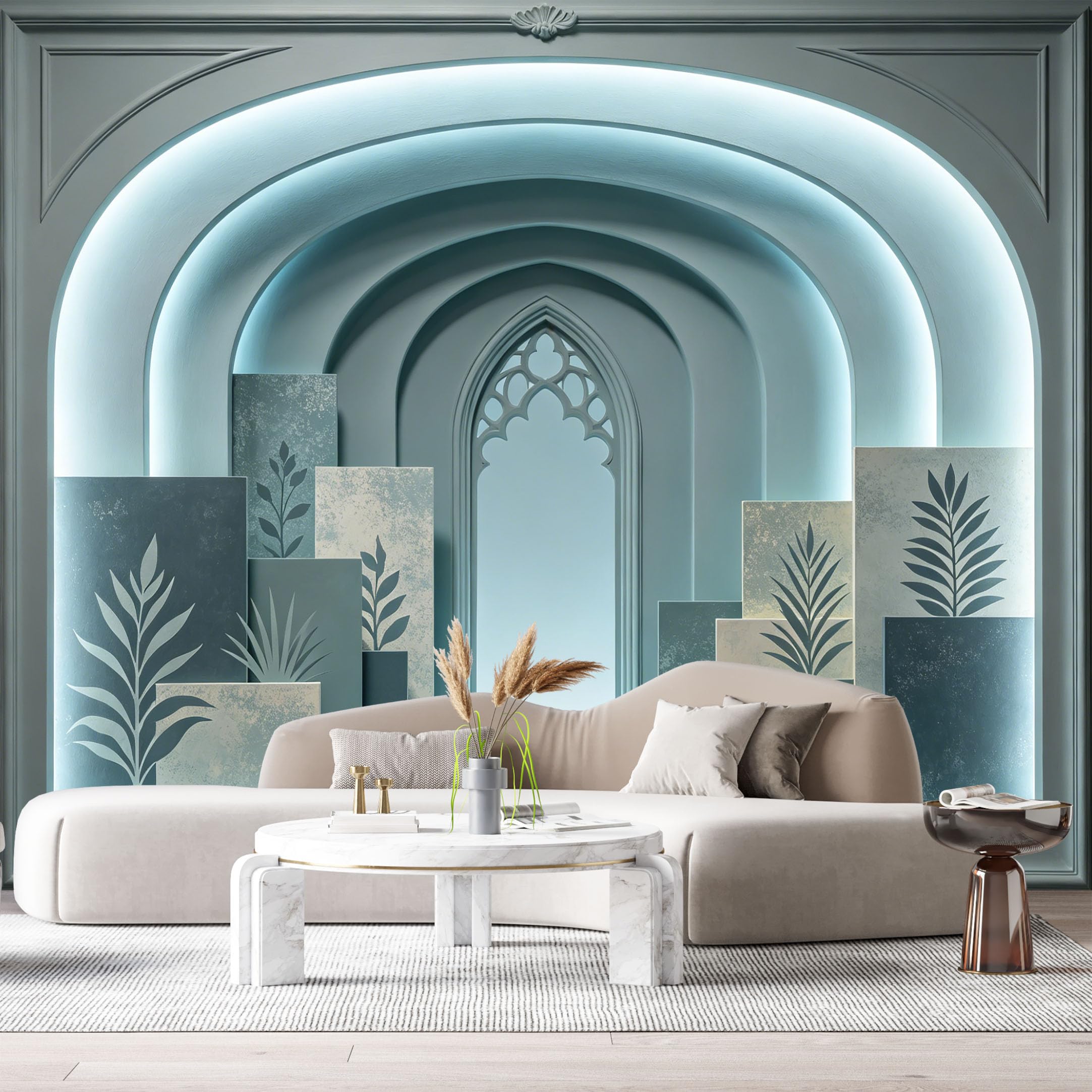 Custom Size Wall Murals Futuristic Gothic Archway Botanical Modern 3D Trompe L'Oeil SelfAdhesiveWall Fabric Removable Wallpaper Wall Decor for Living Room Bedroom Bathroom