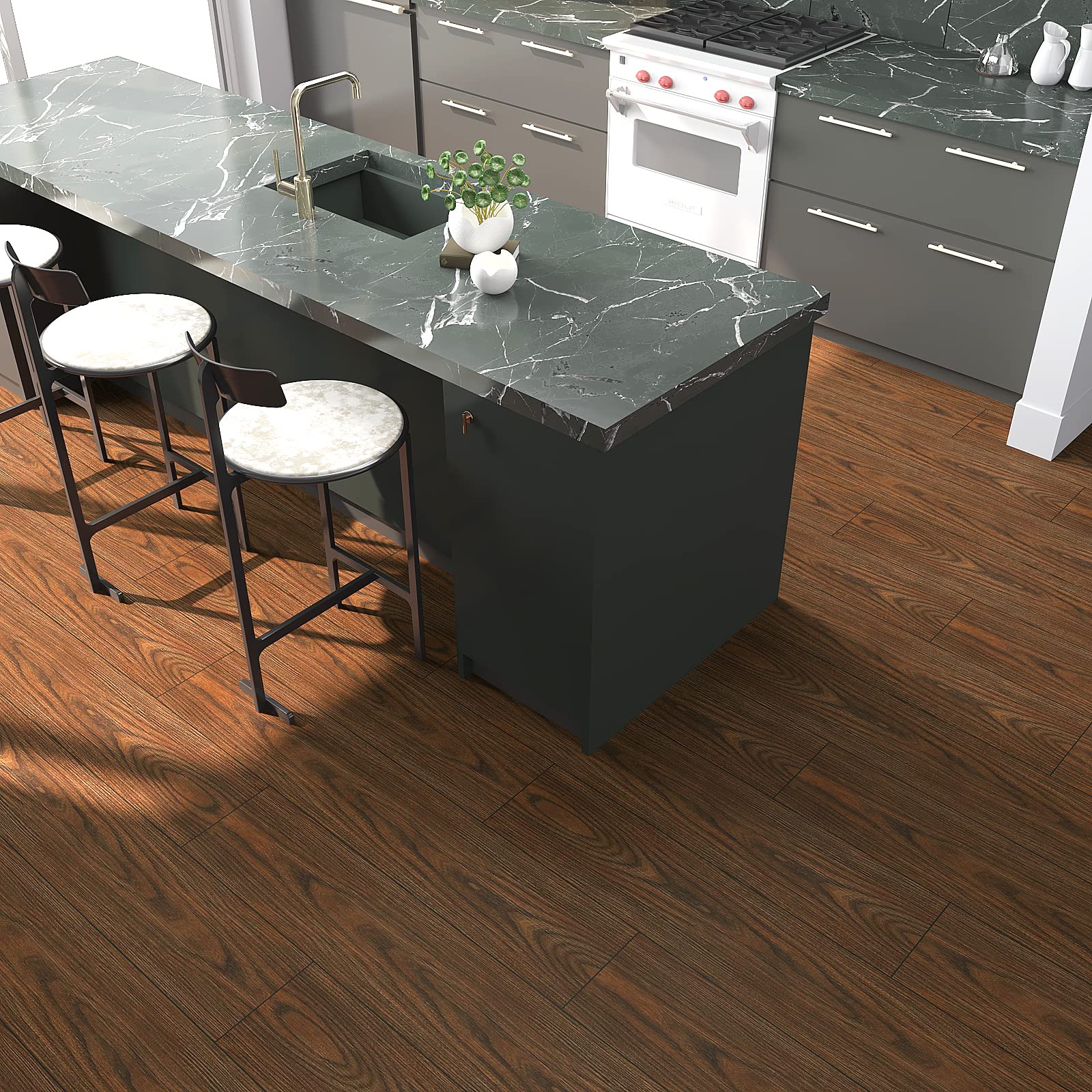 VEELIKE Suelo Vinilo Efecto Madera Marron Vintage Suelo Vinilo Autoadhesivo Baño Vinilos Cocina Azulejos Impermeable Papel Adhesivo Suelo Baldosas Adhesivas Suelo Habitación 90cm×15cm 36 Piezas