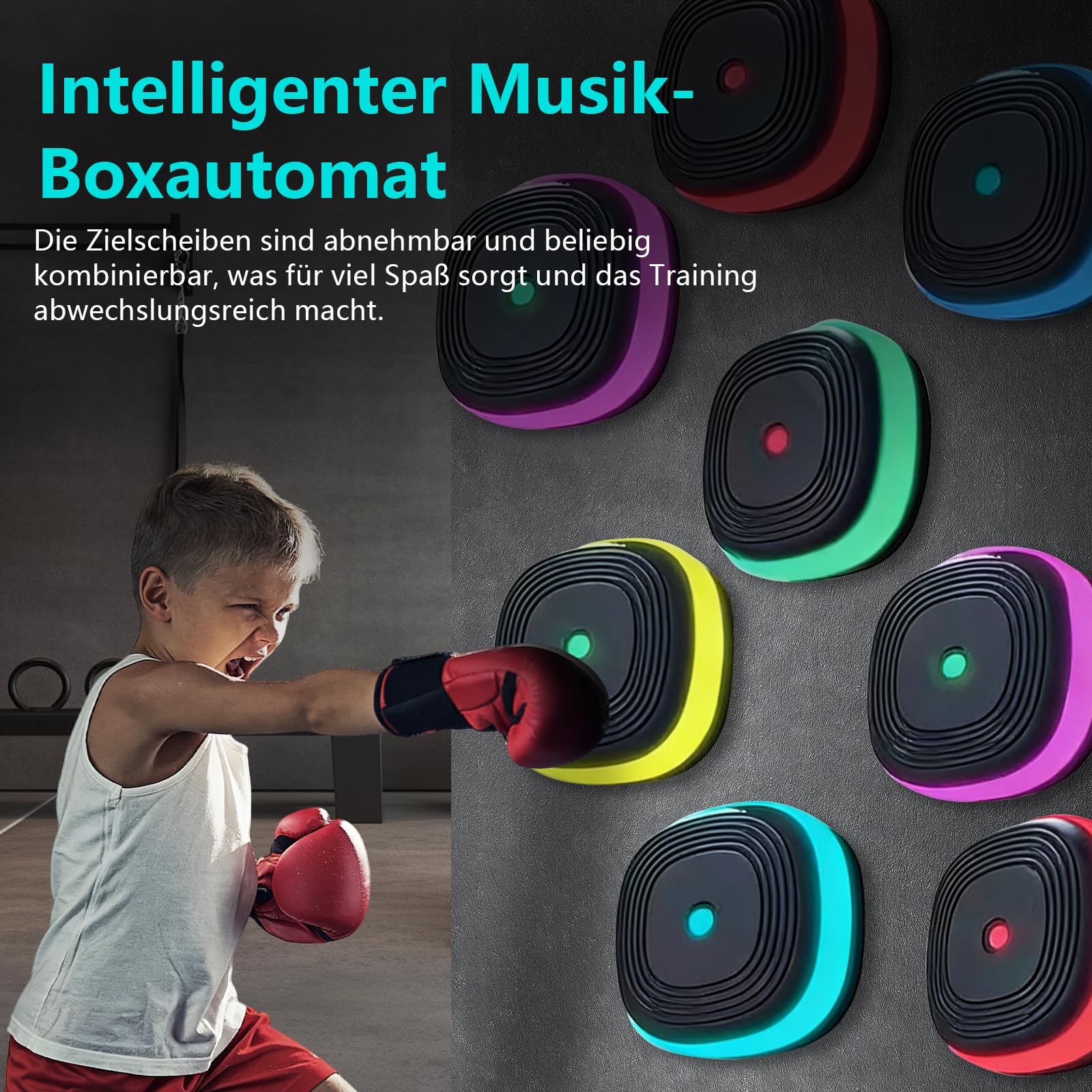 Luces de entrenamiento de reacción, 10 modos, kit de entrenamiento de agilidad de reacción, luces de reacción de velocidad con cargador USB, máquina de boxeo Bluetooth para velocidad de fitness