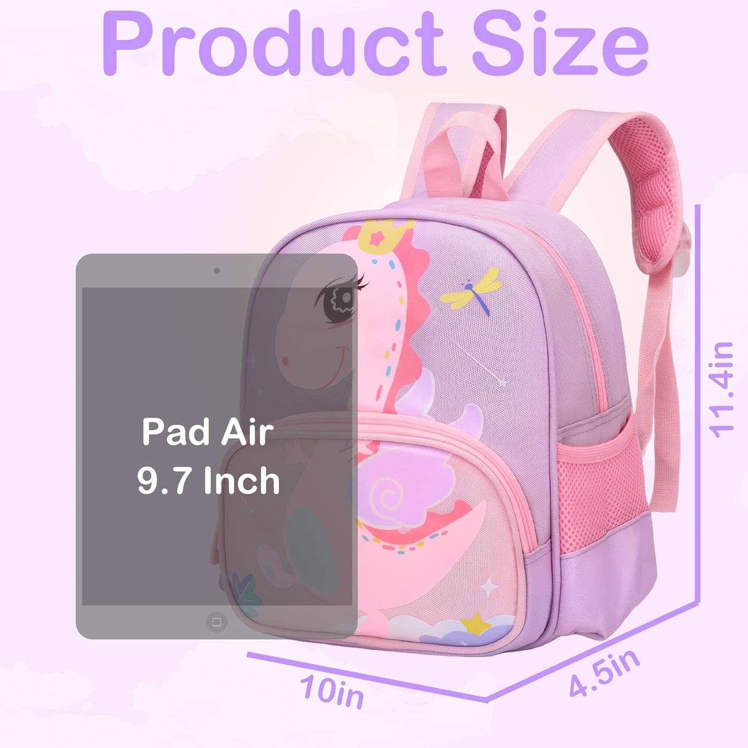 Cute Toddler Backpack Preschool Dinosaur Schoolbag for 2-6 Girls Kindergarten Children Travel Bookbag (Purple) - Image 2