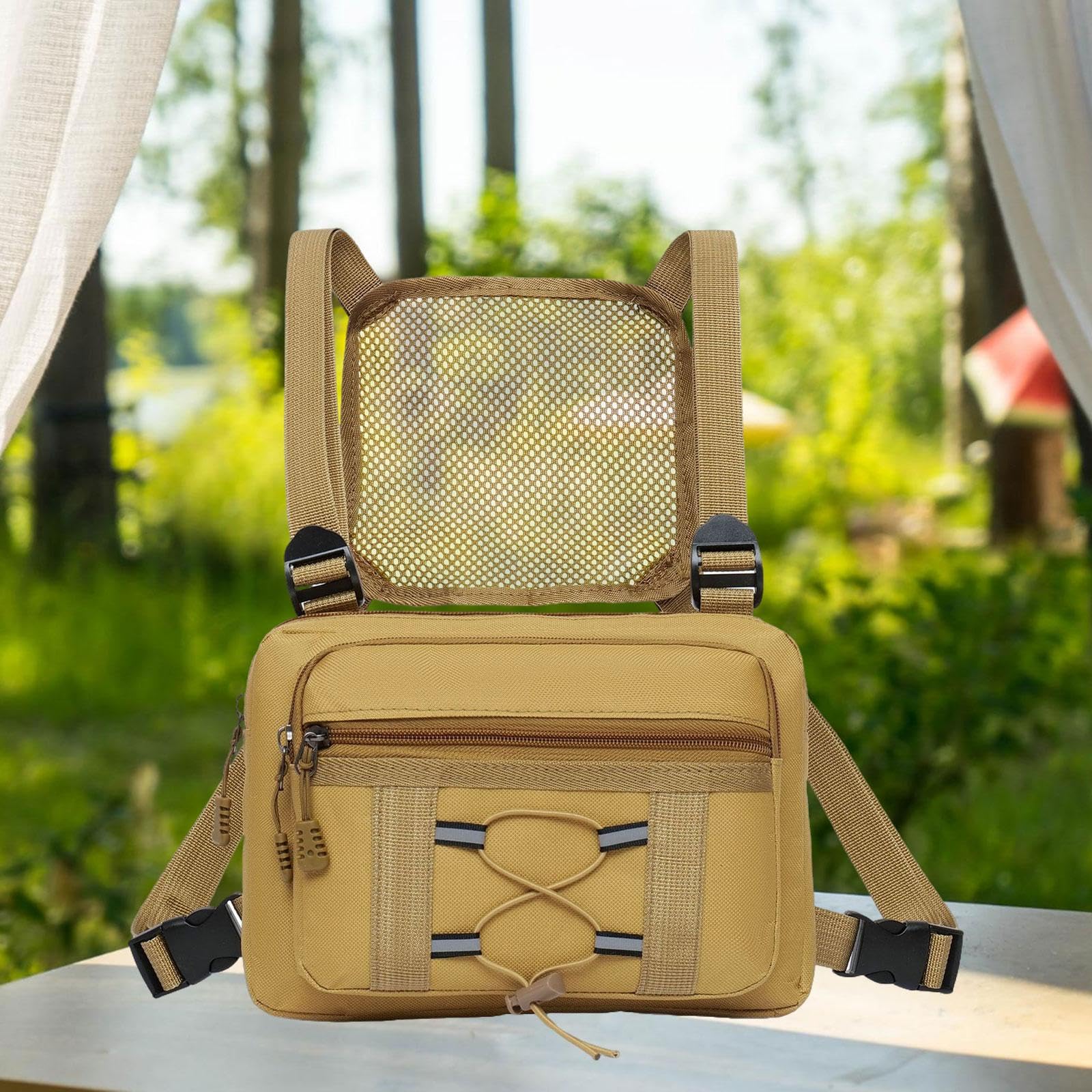 predolo Mochila de Pecho para binoculares, Soporte para binoculares, Bolsa Multiusos, Resistente al Desgaste, fácil de Transportar, arnés para binoculares, Caqui