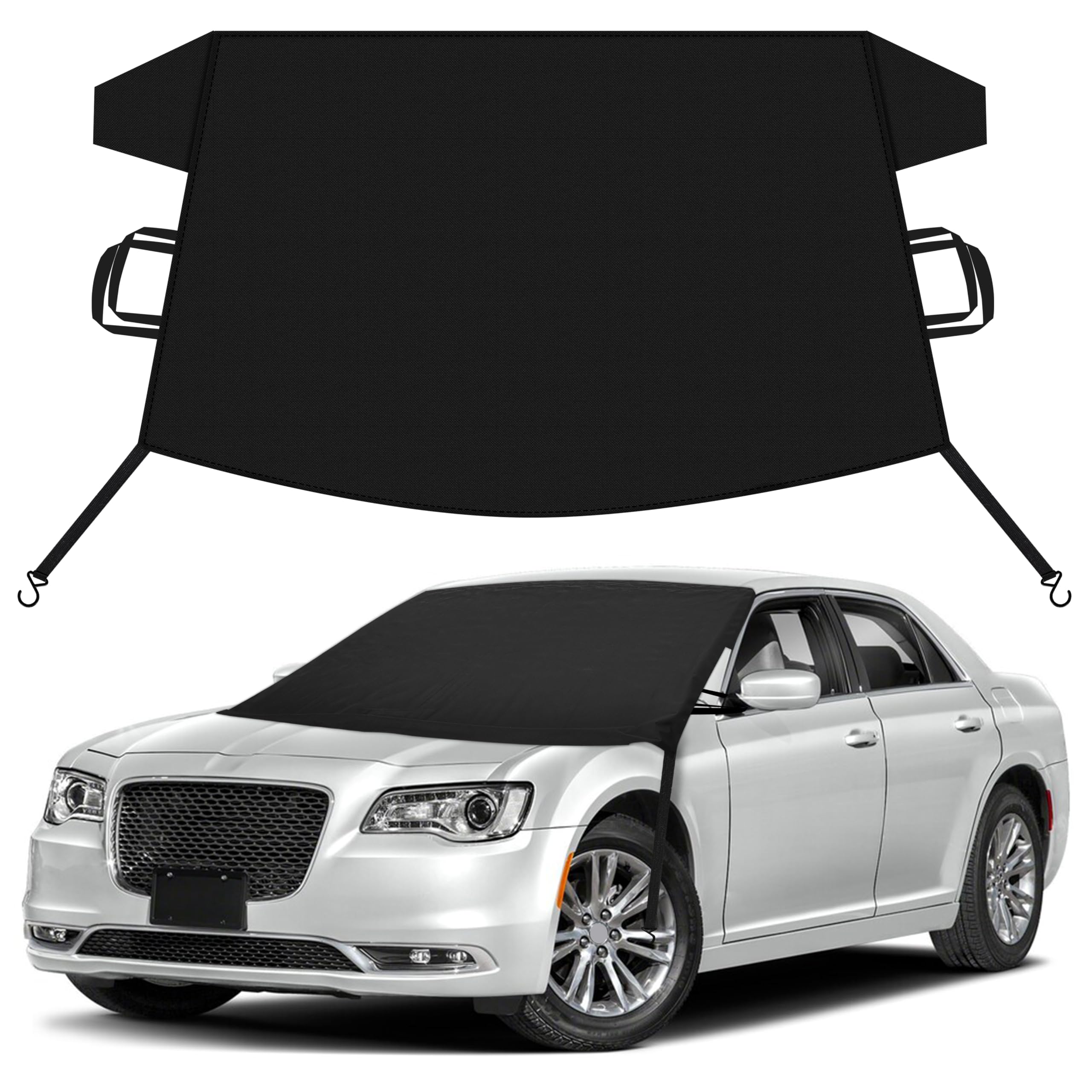 EcoNour Car Snow Cover Compatible for Chrysler 300 | Windshield Cover for Ice and Snow with S-Hook Straps | Heavy-Duty 600D Oxford Winter Car Cover, Waterproof &amp; Anti-Slip