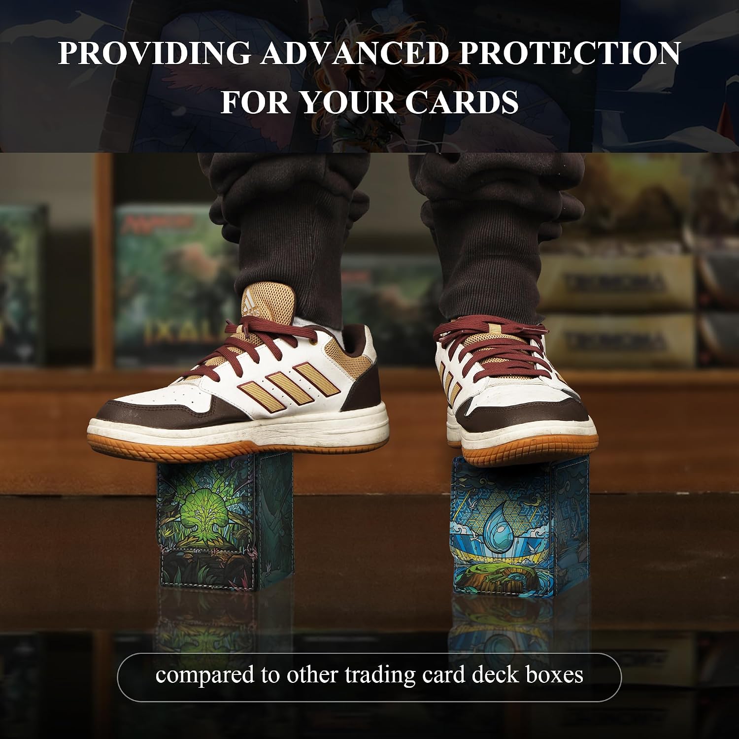 Card Deck Box for MTG Card Storage Box Holds 100 Plus Single Sleeved Cards with Trading Cards Games TCG Yugioh etc. (Light Green)