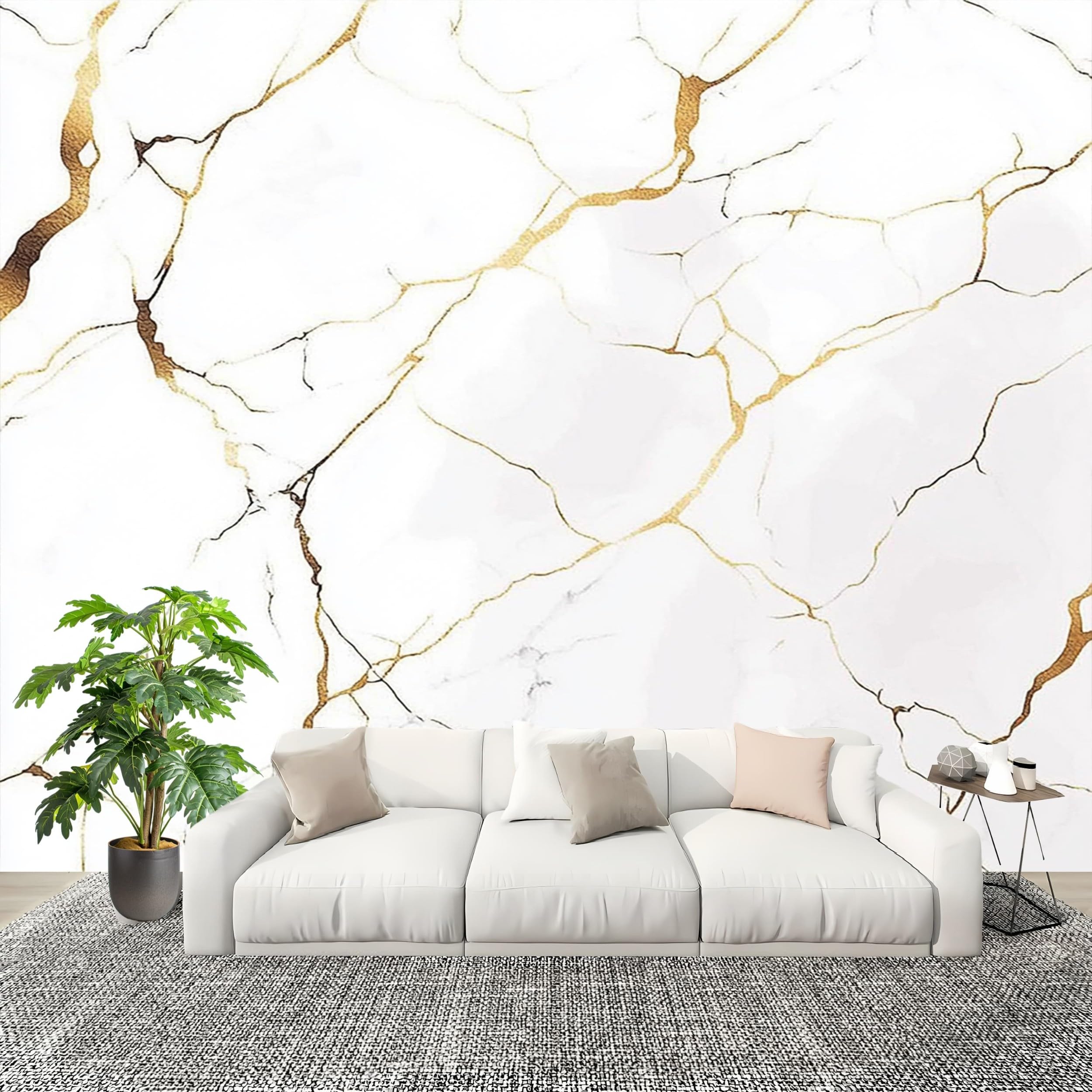 Sypialnia Panoramiczna tapeta 3D złota tekstura 300x210 cm tapeta ścienna z włókniny biały marmur do salonu Sofa TV dekoracja tła, konfigurowalny duży rozmiar