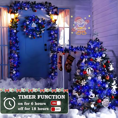 Miniatura 19 de Heceltt Paquete de 2 luces LED de Navidad para exteriores, cable verde, enchufable, impermeable, 8 modos y función de memoria de temporizador