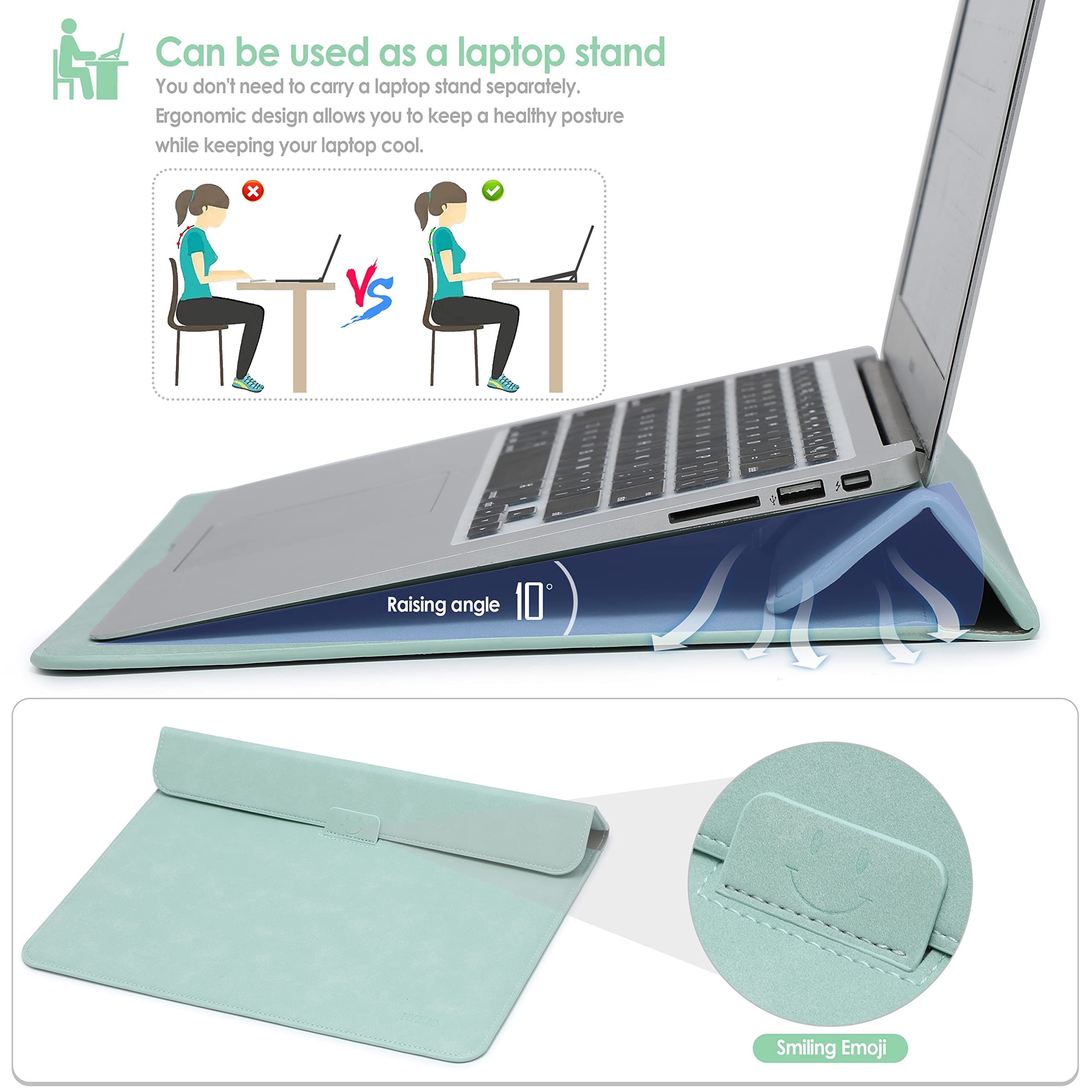 Hyzuo 13 Inch Laptop Sleeve Case With Stand Feature Compatible