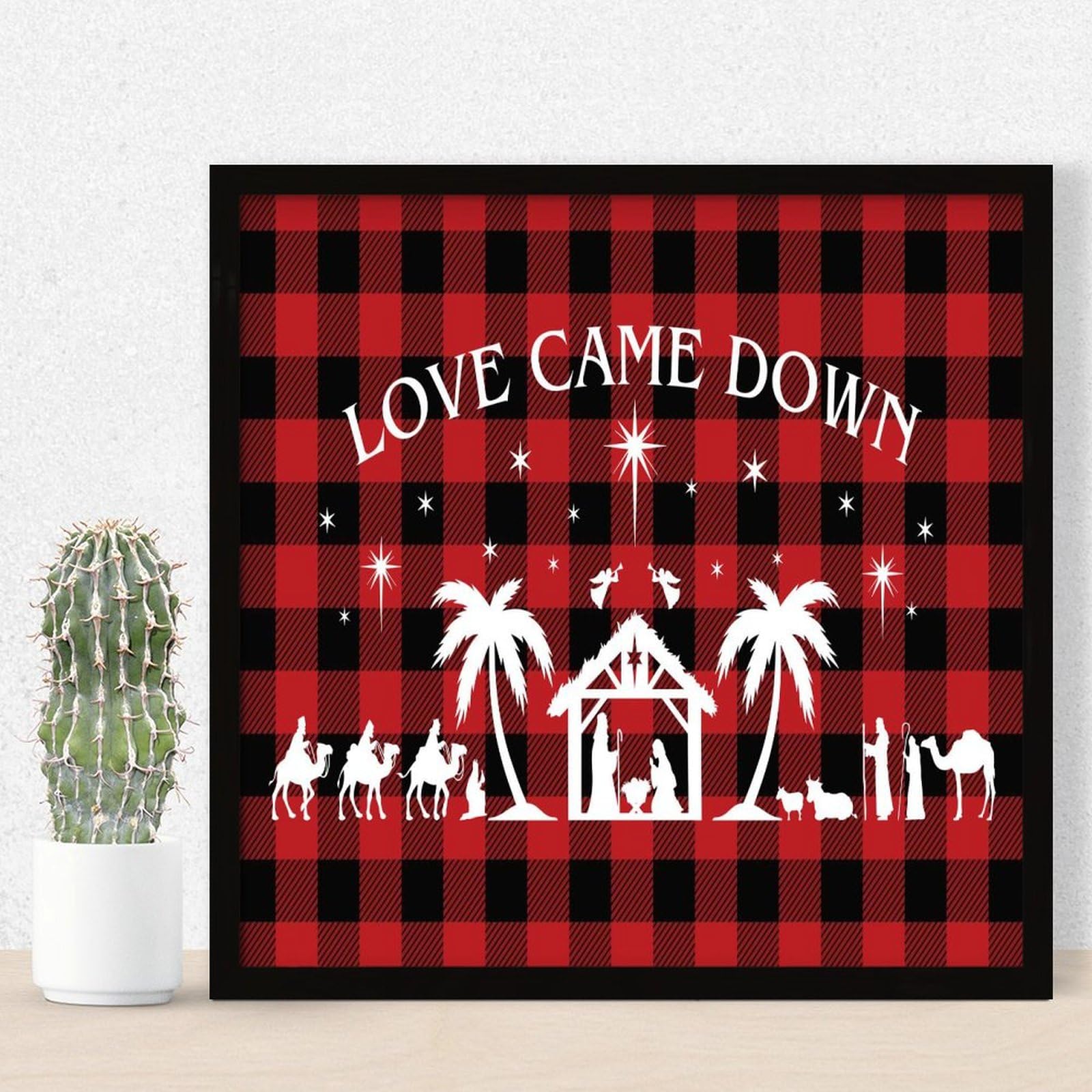 Panneau bois peint Love Came Down aux finitions artisanales
