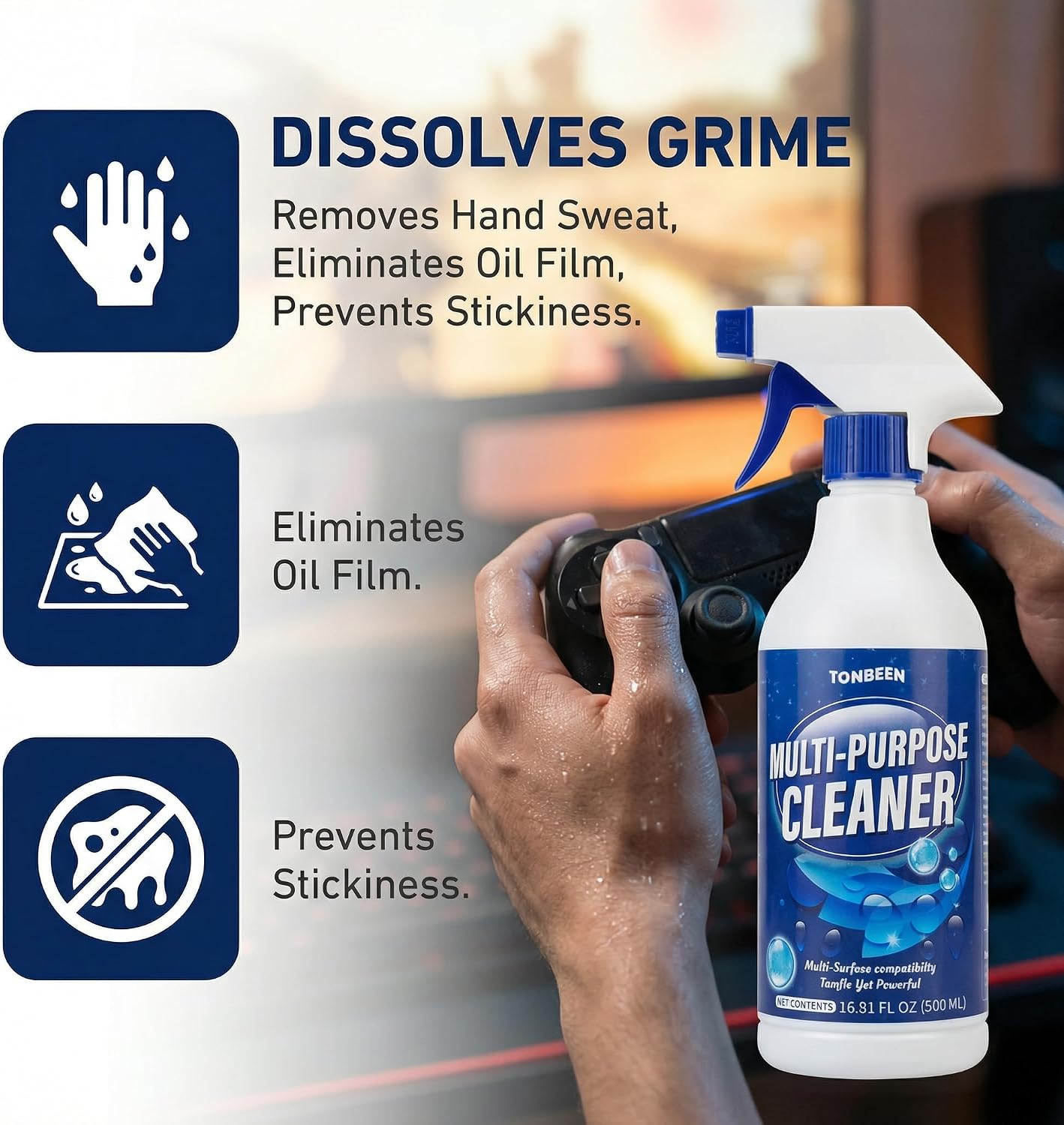 Keyboard & Mouse Cleaner Spray, Electronic Device Cleaning Solution for Sticky Residue, Grime, Dust & Fingerprints on Keyboards, Mice, Game Controllers, Remotes, Phone Cases & Cable Surfaces, 500ml