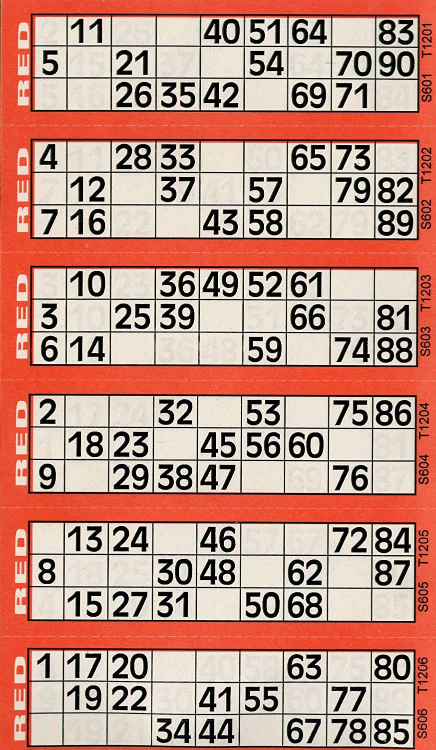 Thomas & Anca Club Supplies Ltd 6000 6 to View Bingo Flyers Bingo Tickets (Red)