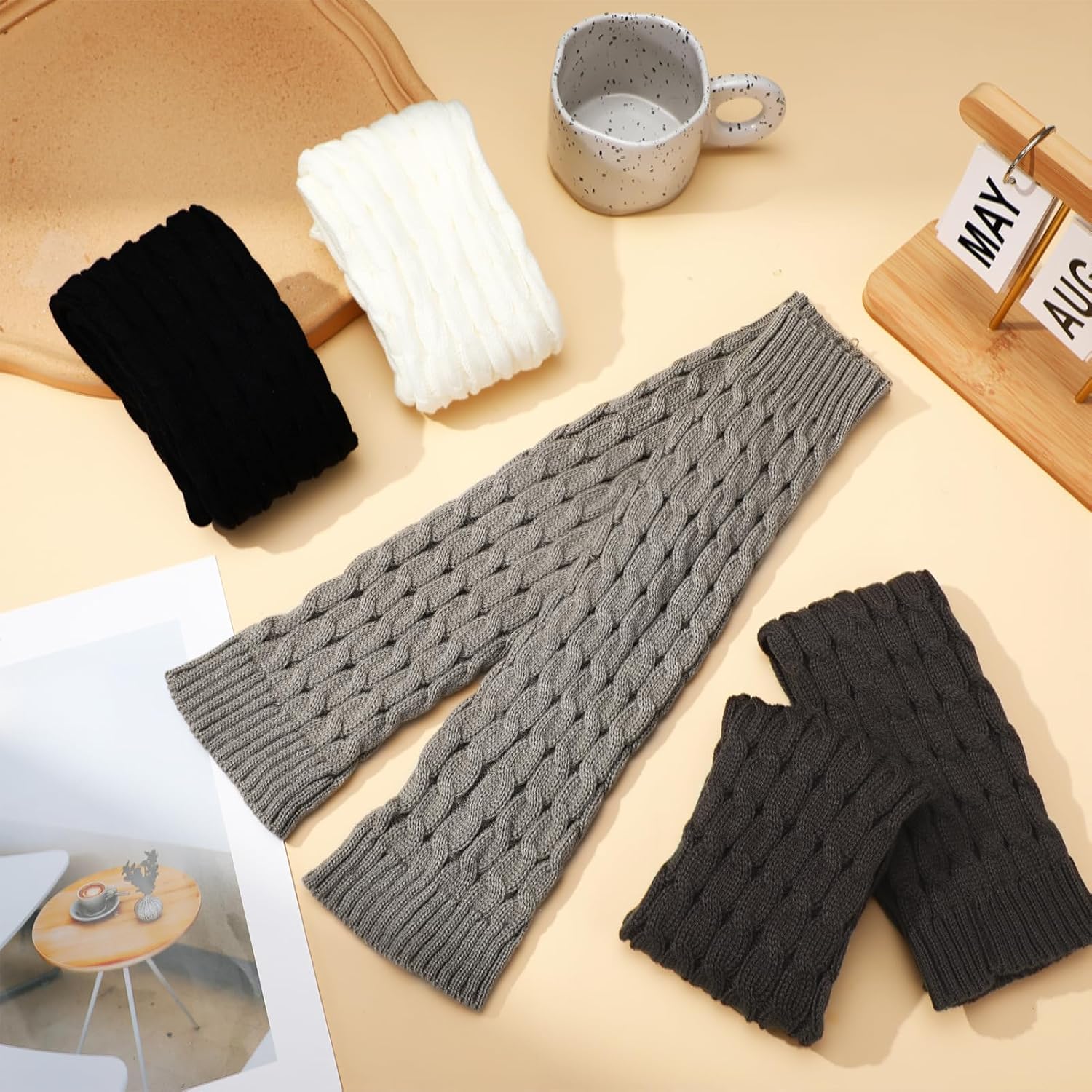 4 Pairs Crochet Leg Warmers for Women Cable Knit Leg Warmers Y2K Cute Legwarmers 80s Extra Soft Knitted Long Boot Socks for Women Lady Girls Dance Yoga Ballet Y2K Party - Image 3