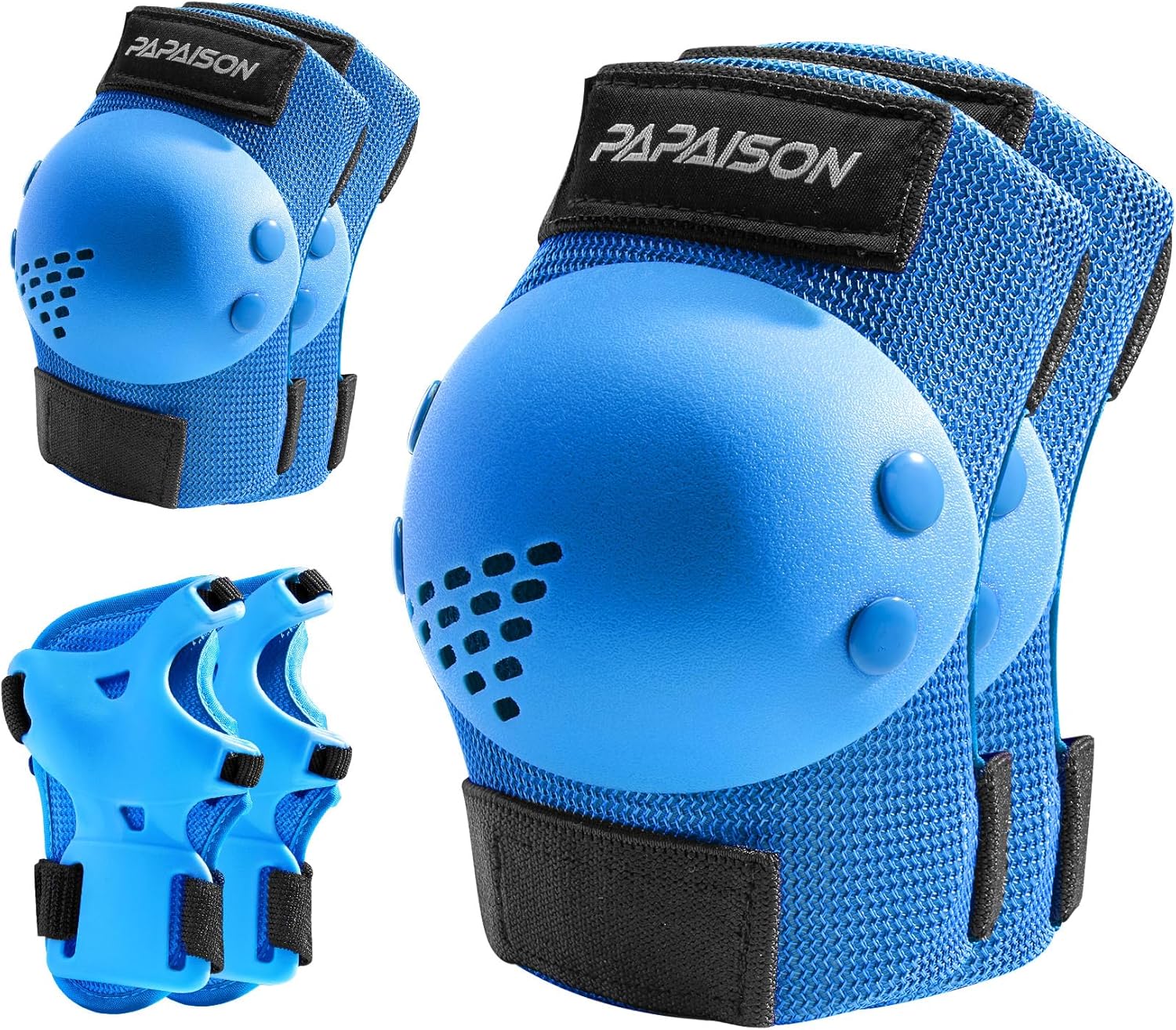PAPAISON Kids/Youth Knee Pad, Elbow Pads & Wrist Guards for Inline Skating Bike Cycling Skateboard Scooter, 3 in 1 Protective Gear Set for Girls Boys Adult