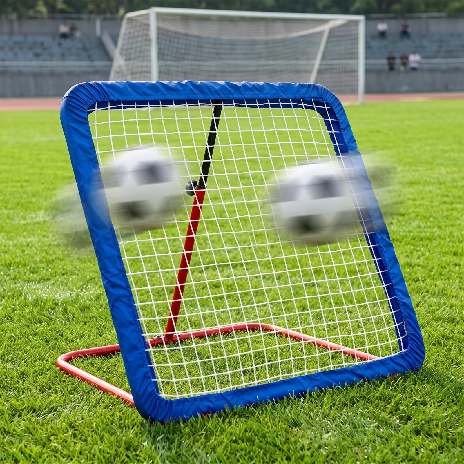 Baoblaze Red de de Fútbol Red Rebotador Deflector Portería Entrenamiento Malla 4.5x4.5cm con Constante Estructura de Acero Resistente y
