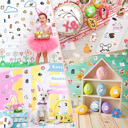 Miniatura 3 de Zonon 100 calcomanías de conejo, calcomanías de conejo de dibujos animados, impermeables, de vinilo para computadora portátil, paquete de