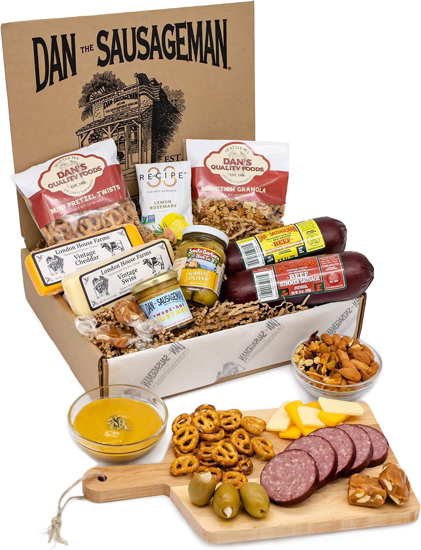 Signature Gifts (Sounder) Gourmet Food Gift Baskets: The Ideal Meat and Cheese Gift Set for Thank You, Holiday, Mothers Day, or Congratulations | Natural Summer Sausage Beef Snack Box Variety Pack