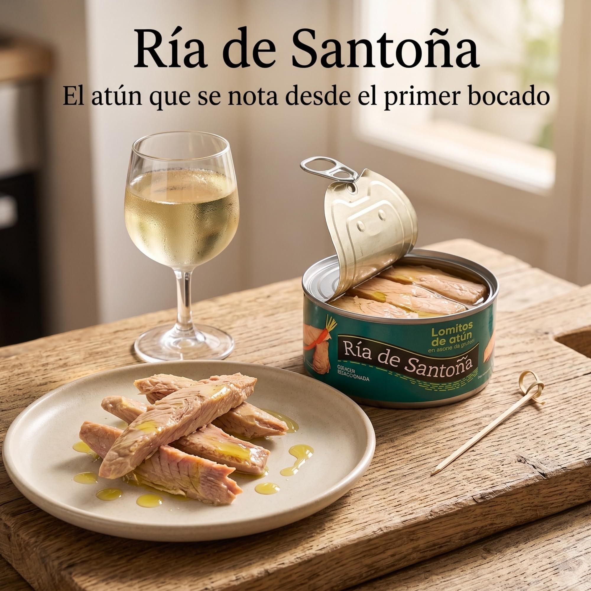 Lomitos de Atún Aceite de Girasol Ría de Santoña Calidad Seleccionada 900g | 600g escurrido, gran formato, piezas seleccionadas, sin carbohidratos, tapas, ensaladas, hostelería, gourmet, aperitivo