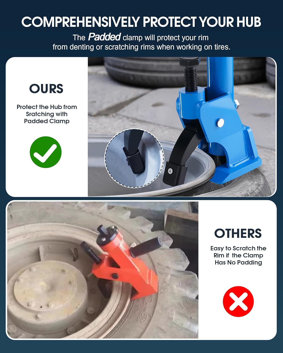 Effort-Saving Manual Tire Bead Breaker, 38"-42" Tires Changer Tool with Rubber Pad, Protect Aluminum Alloy Hubs, Easy-Operated Tire Repair Tool for Car Truck Tractor Mower ATV RV Blue