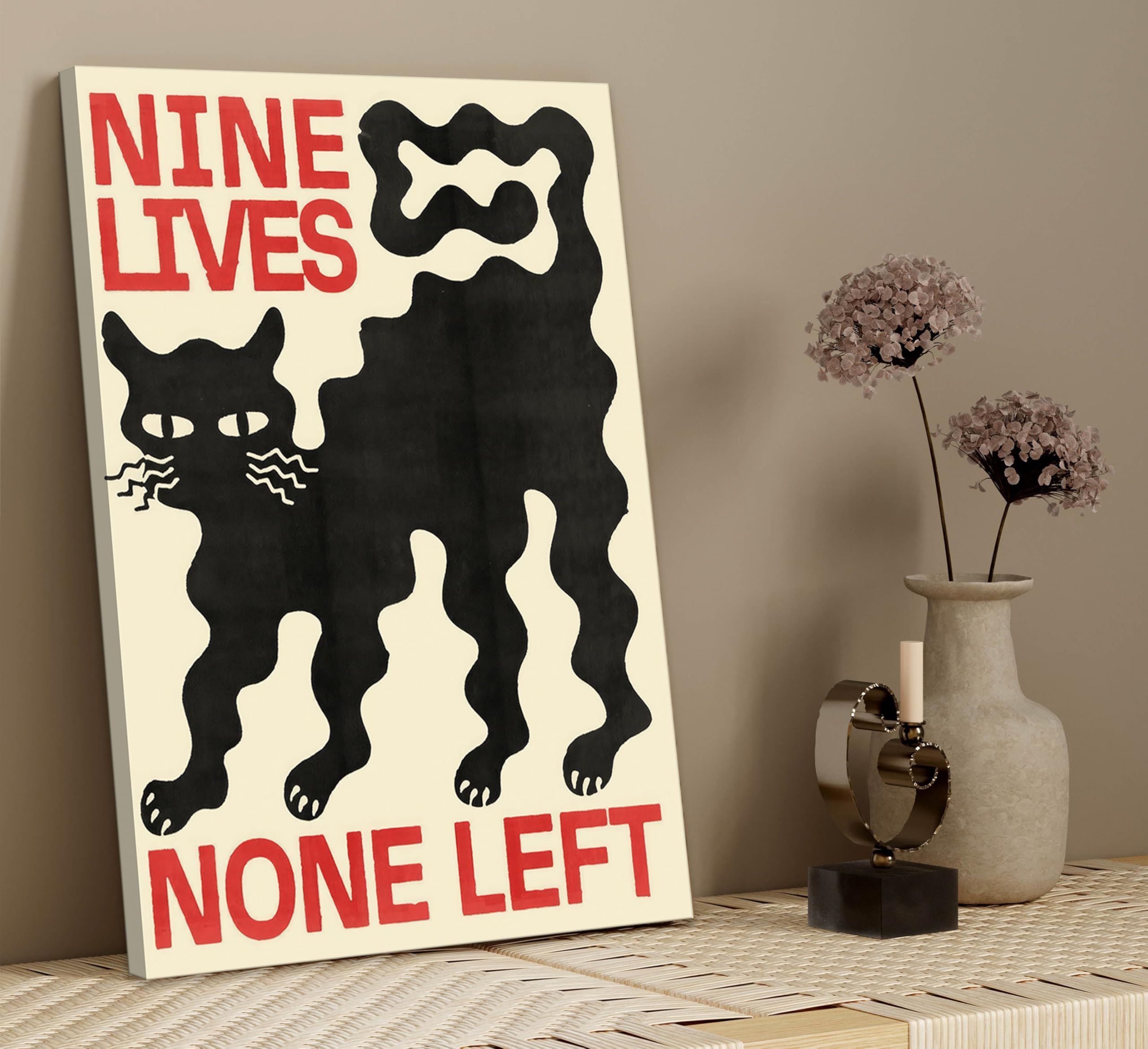 Amazon.co.jp: PLWREOO ゴシック 黒猫 キャンバス ウォールアート Nine