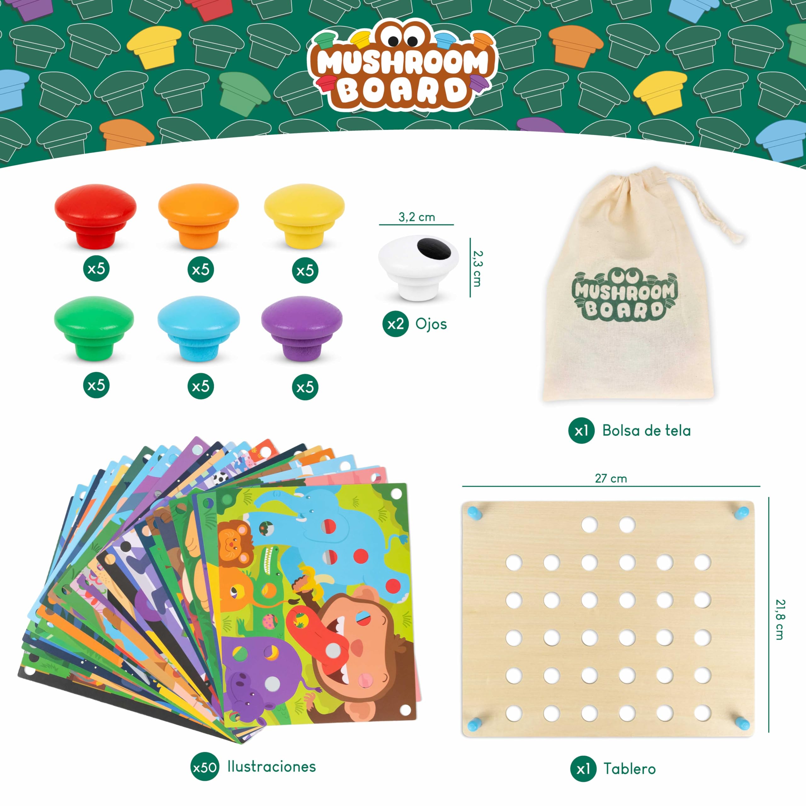 BONNYCO BONNYCO Puzzle de Madera con 50 Plantillas y 32 Botones. Mosaico Infantil para Motricidad Fina, Rompecabezas y Juguetes Niños 2 Años, Juegos Educativos Montessori y Regalos de Cumpleaños in use