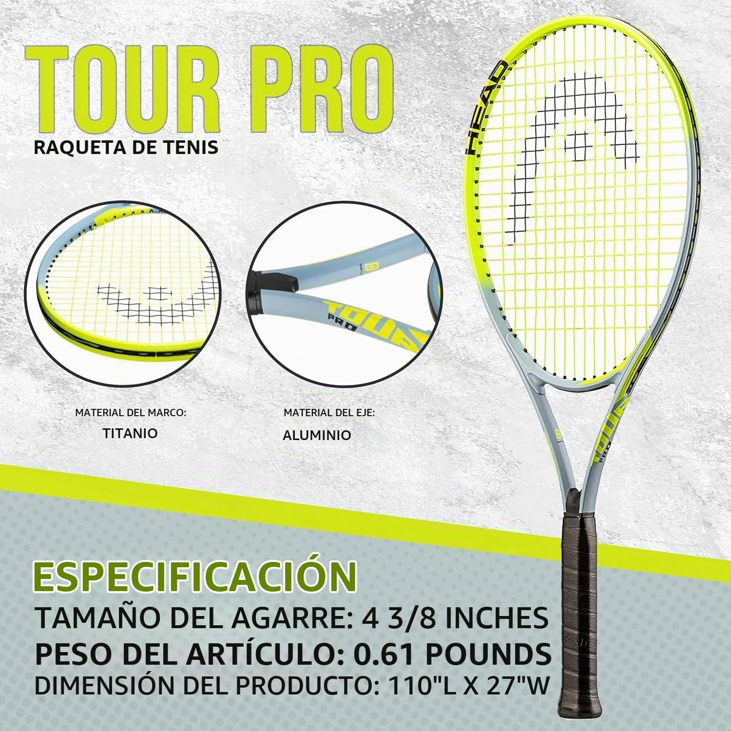 Amazon.com: Head Nano Titanium Tour Pro - Raqueta de tenis doble
