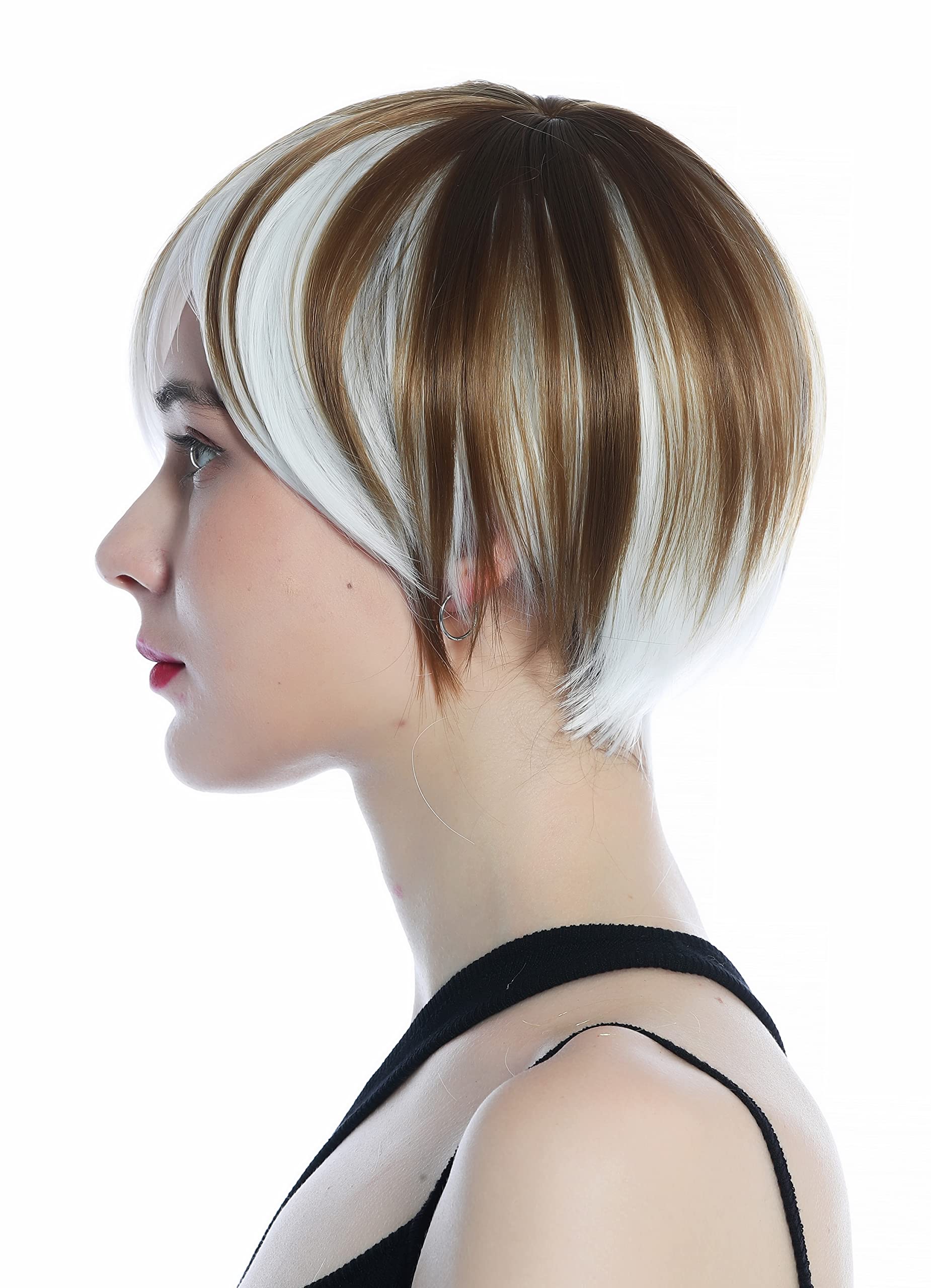 WIG ME UP - SZL0613-1001HF6 Ladies' wig short smooth Bob streaked brown white, White and light brown (1001HF6) - Image 3
