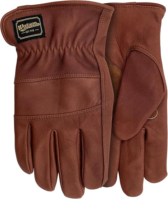 Watson Gloves Travail de ranch en cuir Gloves - Crazy Horse Grain Driver Style, imperméable Chèvre, Palm Patch