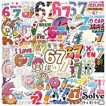 Six Seven Meme Stickers Pack of 54, Waterproof Vinyl Decals for Phone, Laptop, Water Bottle - Trendy Viral Gifts for Teens & Adults