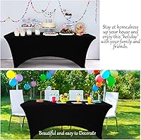 Vista 5 de Funda de mesa ajustada de 4 pies, manteles de elastano negros, manteles elásticos lavables y resistentes a las arrugas para eventos, bodas