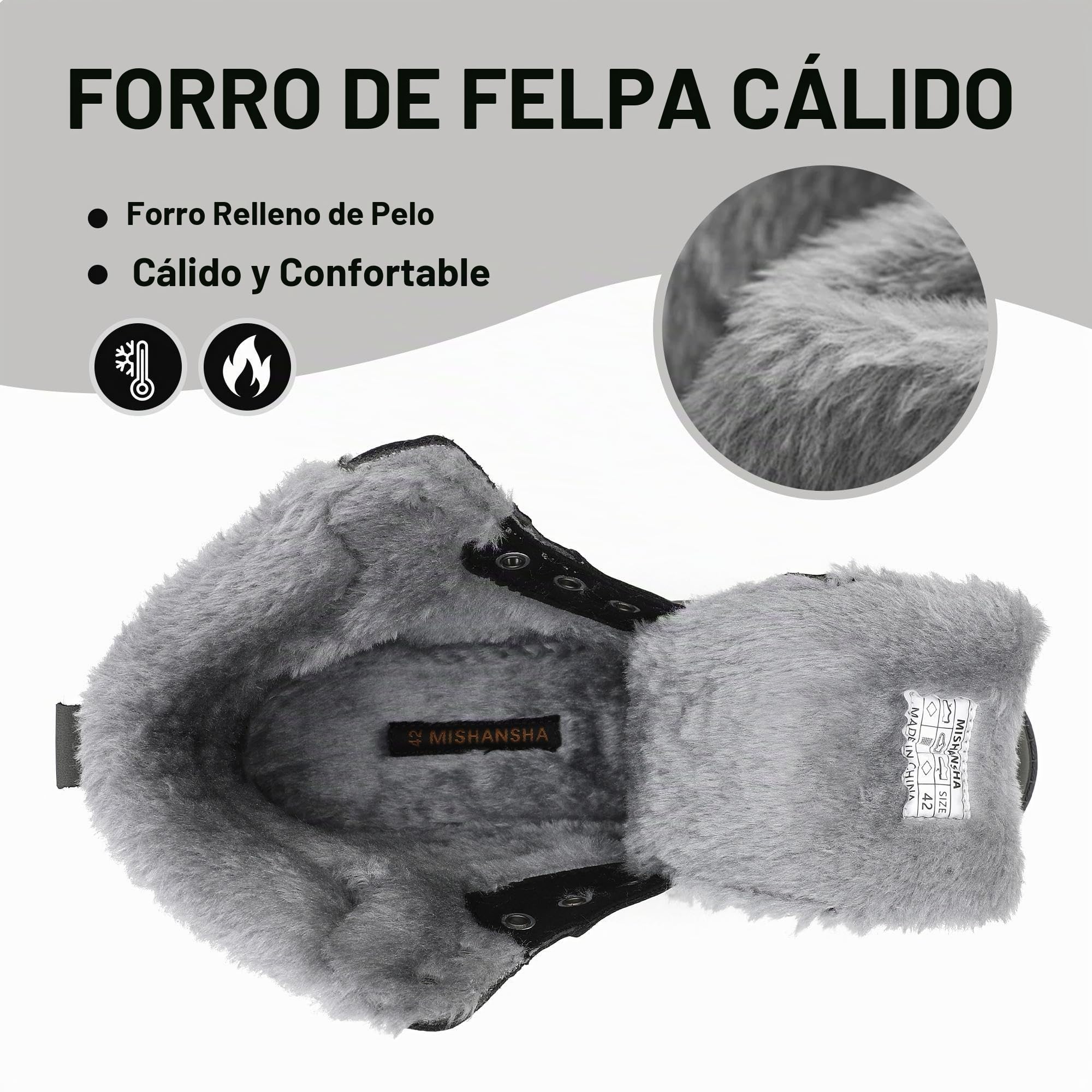 Mishansha Botas de Nieve Hombre Mujer Invierno Negro Gr.37