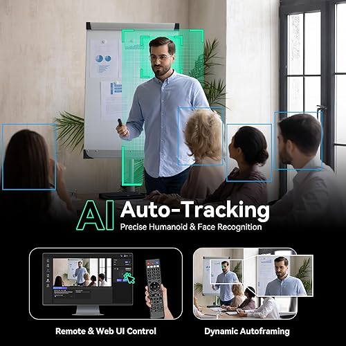 Miniatura 5 de Tenveo Cámara PTZ 4K AI Humanoid & Seguimiento Automático de Cara 20X Zoom Óptico+8X Digital Zoom USB3.0/HDMI/LAN PoE Cámara IP de Transmisión