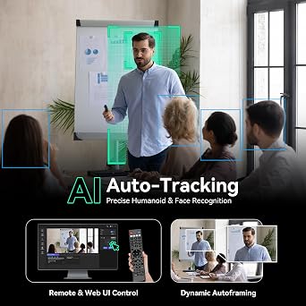 Tenveo PTZ Camera and Controller Bundle/Kits - 4K 12X AI Auto Tracking HDMI/USB3.0/LAN(PoE) PTZ Camera(3PCS) and 5'' LCD Screen Joystick Controller for Church Service Events Live Streaming