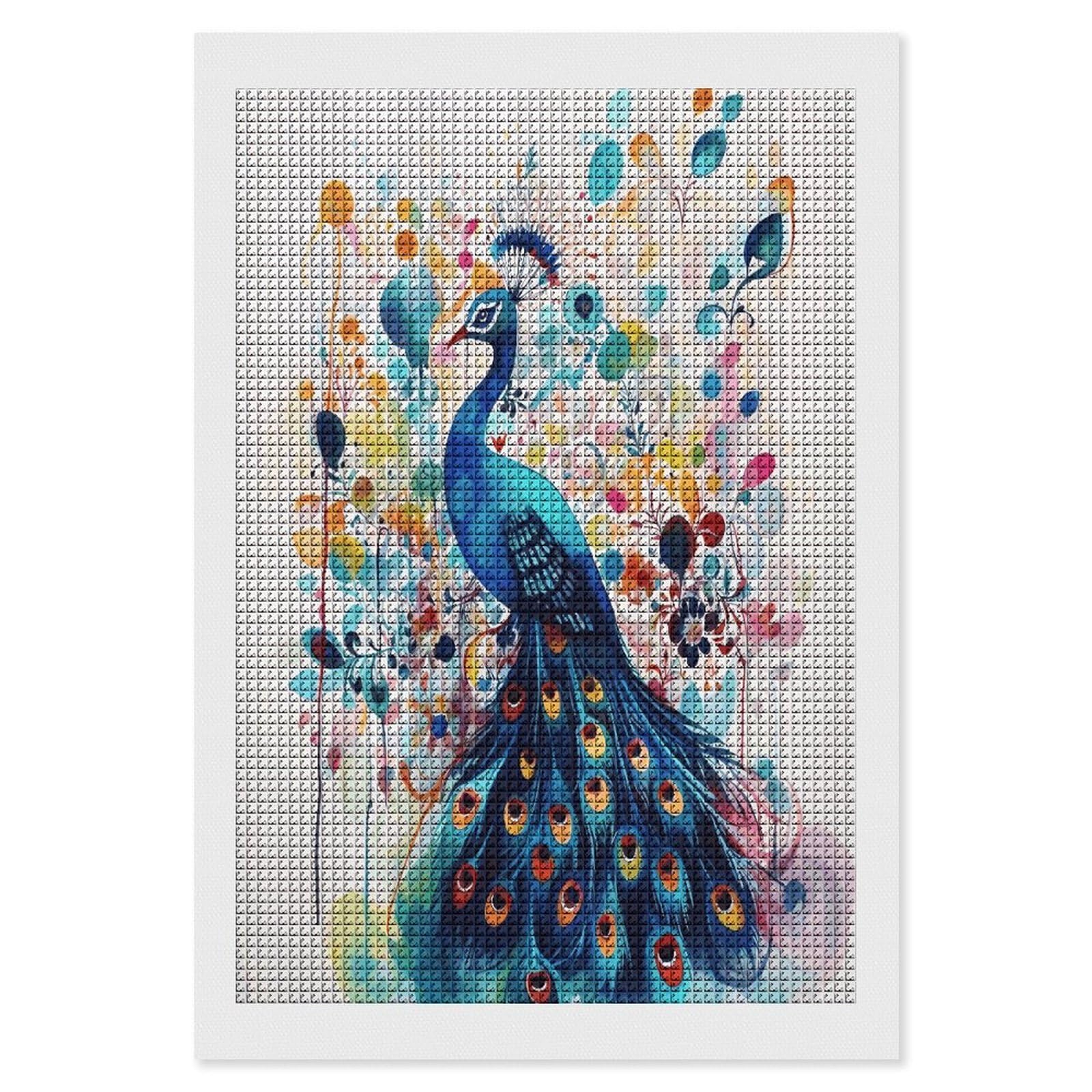 FodPand Color Peacock Diamond Painting Kit for Beginner Fun 5D DIY Crafts for Adults Diamond Art Kits Square Diamond Art Canvas Painting Gem Art Crafts for Home Wall Decor 8"x12"