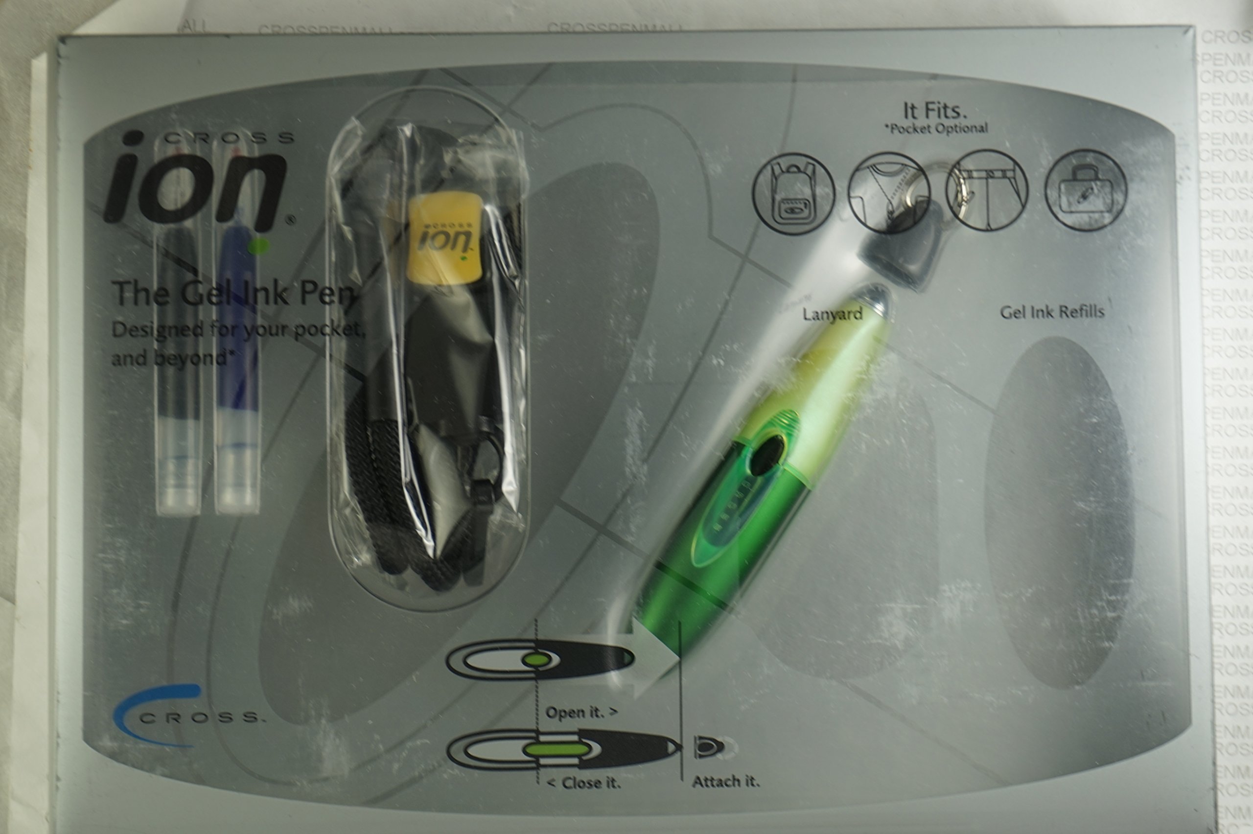 Cross Penna a sfera con fusto verde al plasma agli ioni negli Stati Uniti, con inchiostro gel nero, clip per chiave/cordino e cordino in confezione regalo aziendale