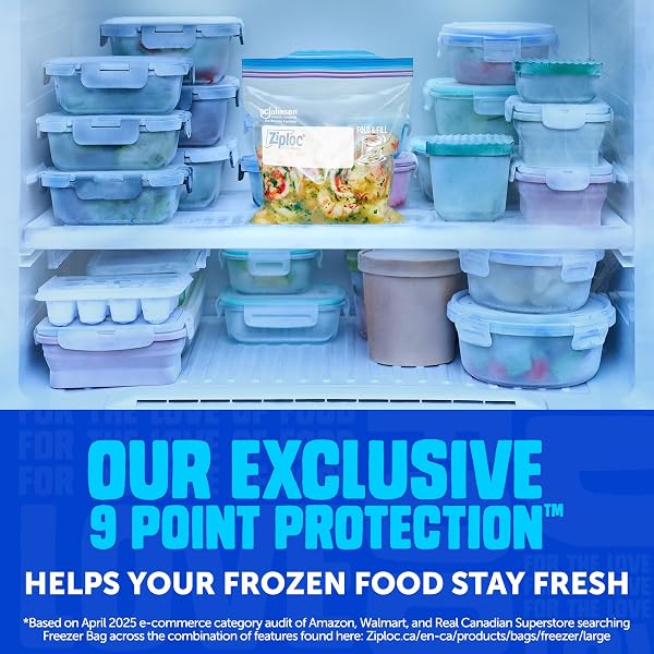 Ziploc Medium Freezer Bags, Prevents Freezer Burn, Microwave & Freezer Safe, New Stay-Open Design, Stand-Up Bottom, 44 Count - 3