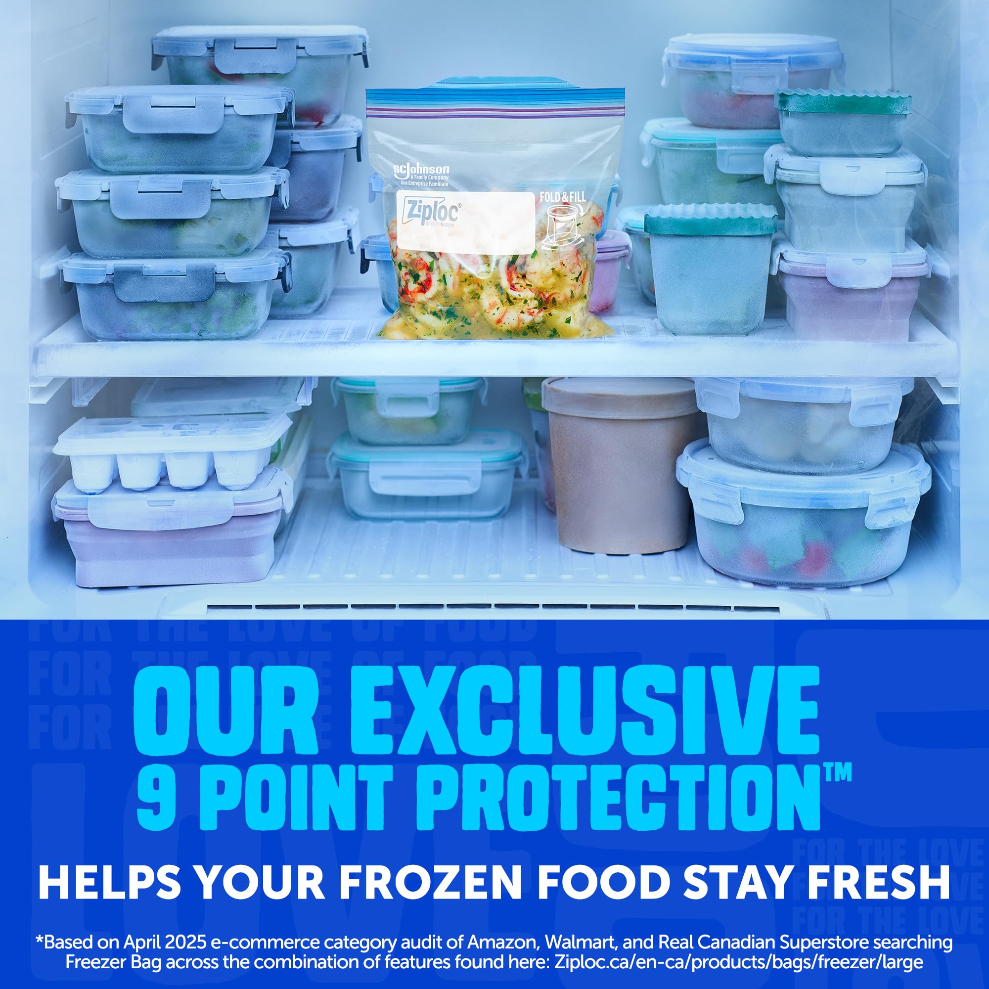 Ziploc Medium Freezer Bags, Prevents Freezer Burn, Microwave & Freezer Safe, New Stay-Open Design, Stand-Up Bottom, 44 Count — view 3