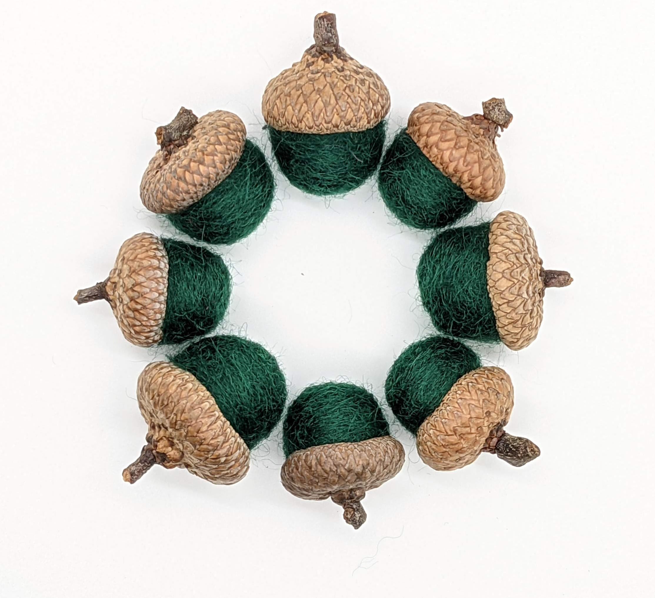 Forest Green Felted Acorn Ornaments, also available without hangers