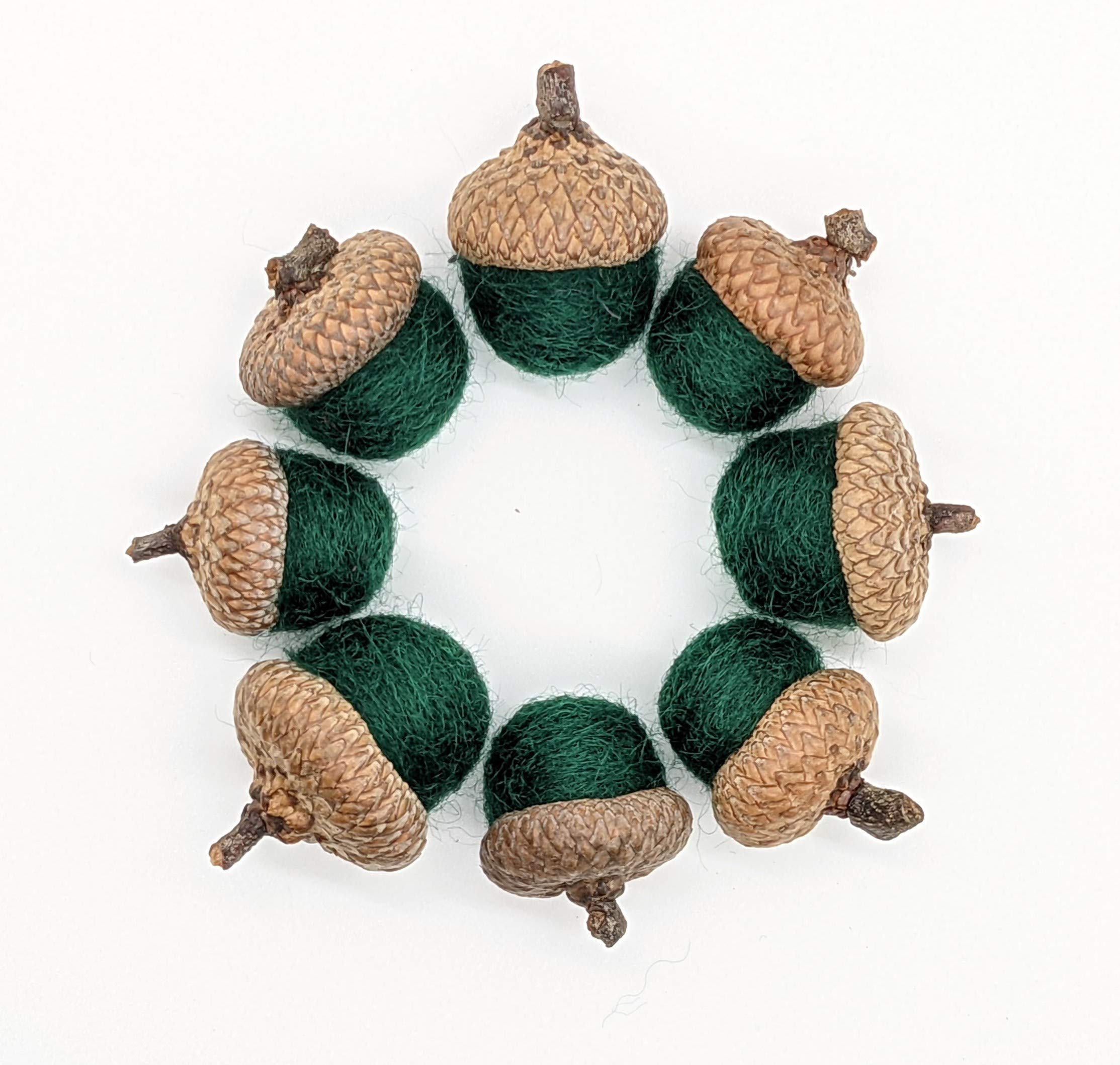 Forest Green Felted Acorn Ornaments, also available without hangers