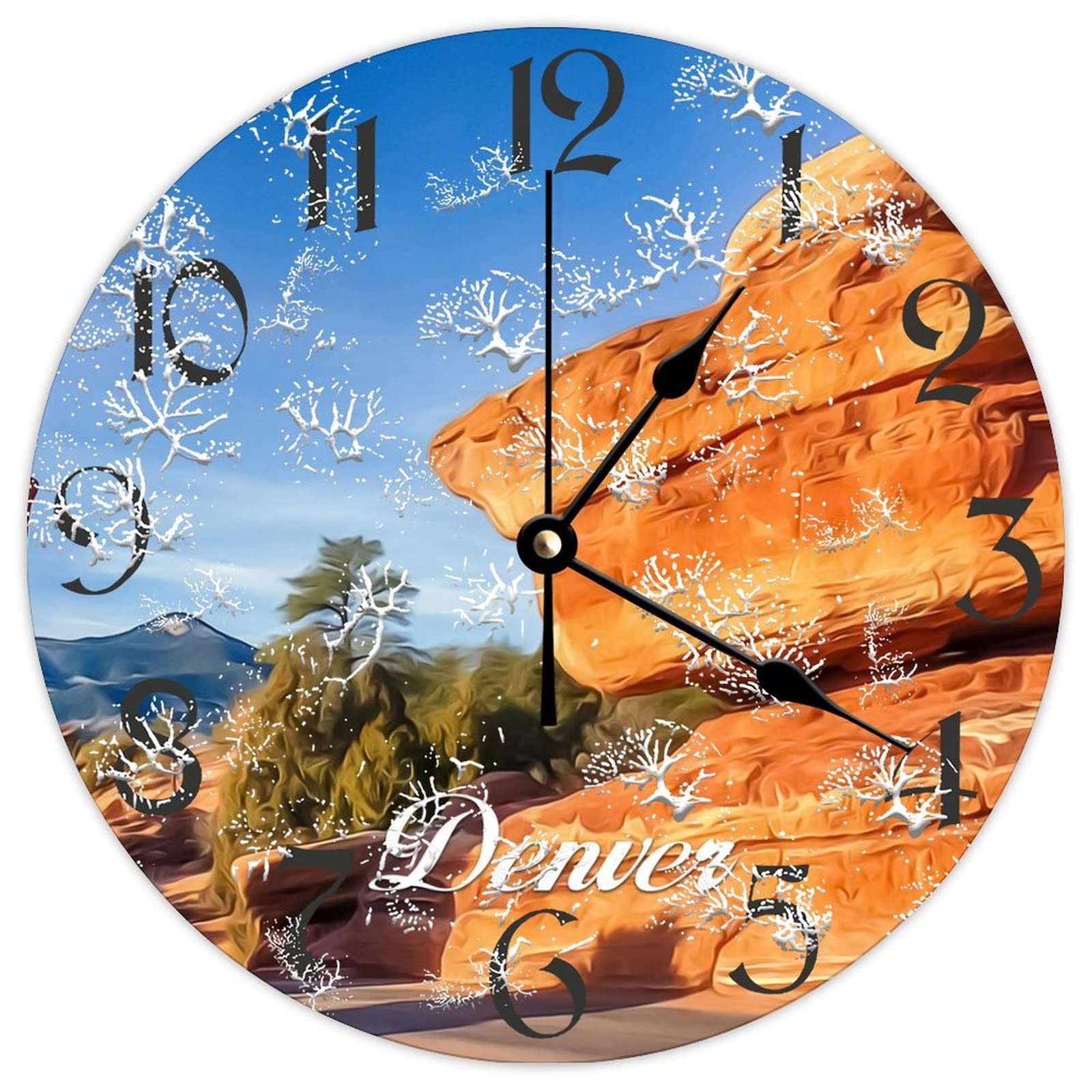 Cadeau horloge rustique en bois Denver City 38cm pour pendaison de cremaillere
