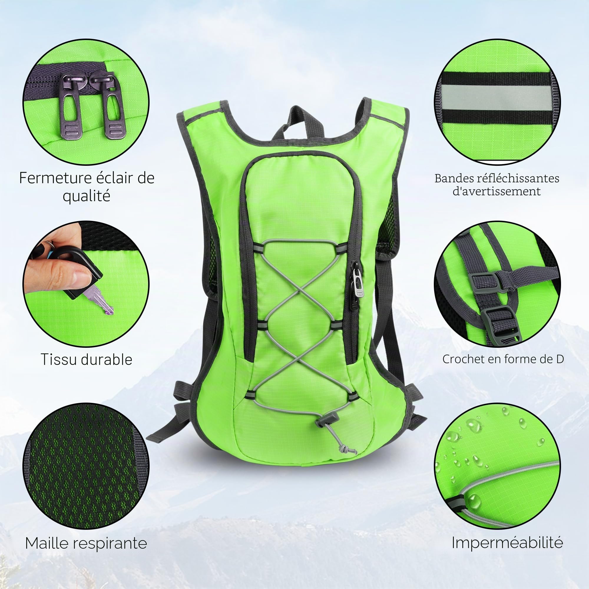 Sac à Dos de Vélo et Randonnée - Étanche pour Homme et Femme, VTT, Cyclisme, Camping, Course à Pied