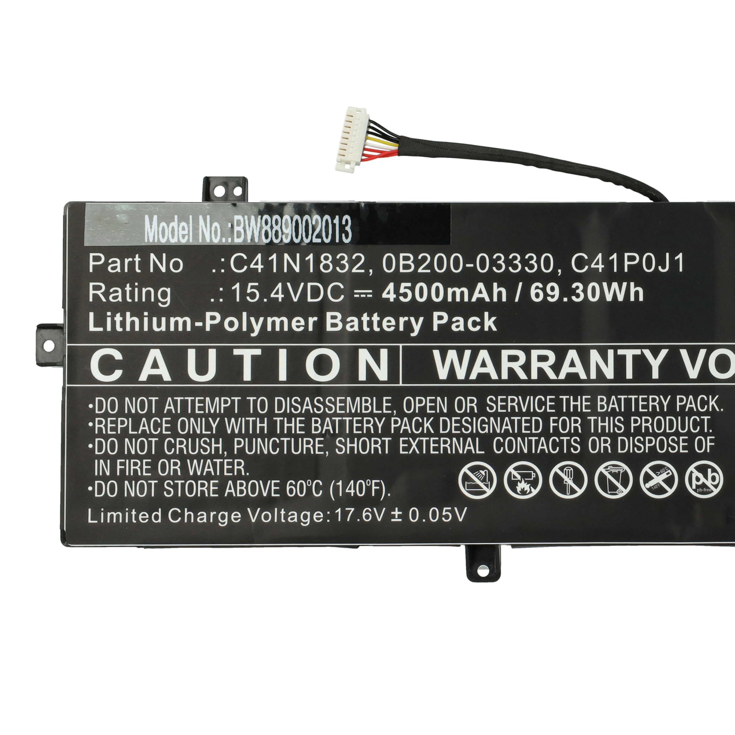 vhbw Batería reemplaza ASUS C41POJ1, C41P0J1 para Notebook (4500 mAh, 15,4 V, Li-Poli)