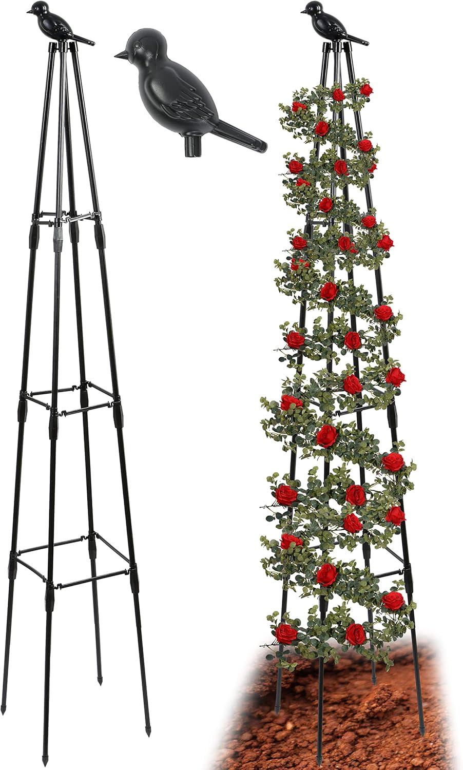 TCBWFY Obelisk Trellis for Climbing Plants,5.3 FT Tall Metal Garden