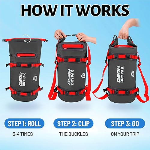 Miniatura 4 de Bolsa seca impermeable de 25 litros  Bolsa trasera de equipaje para motocicleta con correas para asiento trasero, mochila ligera impermeable para