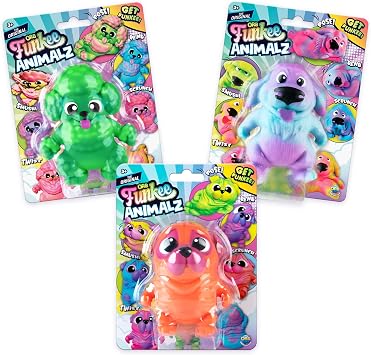 ORB Funkee Monkee Animalz Dog Squishy Toys Mega 3 Pack Set 2 - Adorable Stretchy, Squishy Dog Squishies - Fun Puppy Stress Ball Toys - Funkee Dog Fidget Toys and Sensory Toys for Kids and Adults