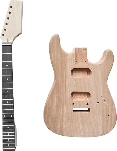 Miniatura 2 de DBL Kit de guitarra de bricolaje para principiantes y profesionales, diestros con diapasón de palisandro y cuerpo de caoba, construye tu propia