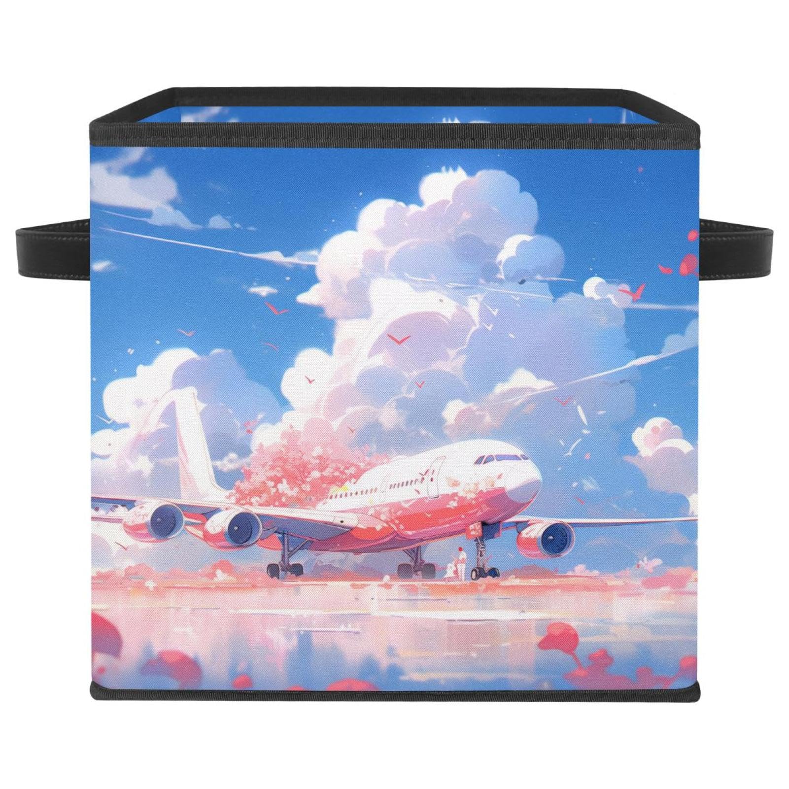 Boîte de rangement pliable maison rangée toute la journée motif avion