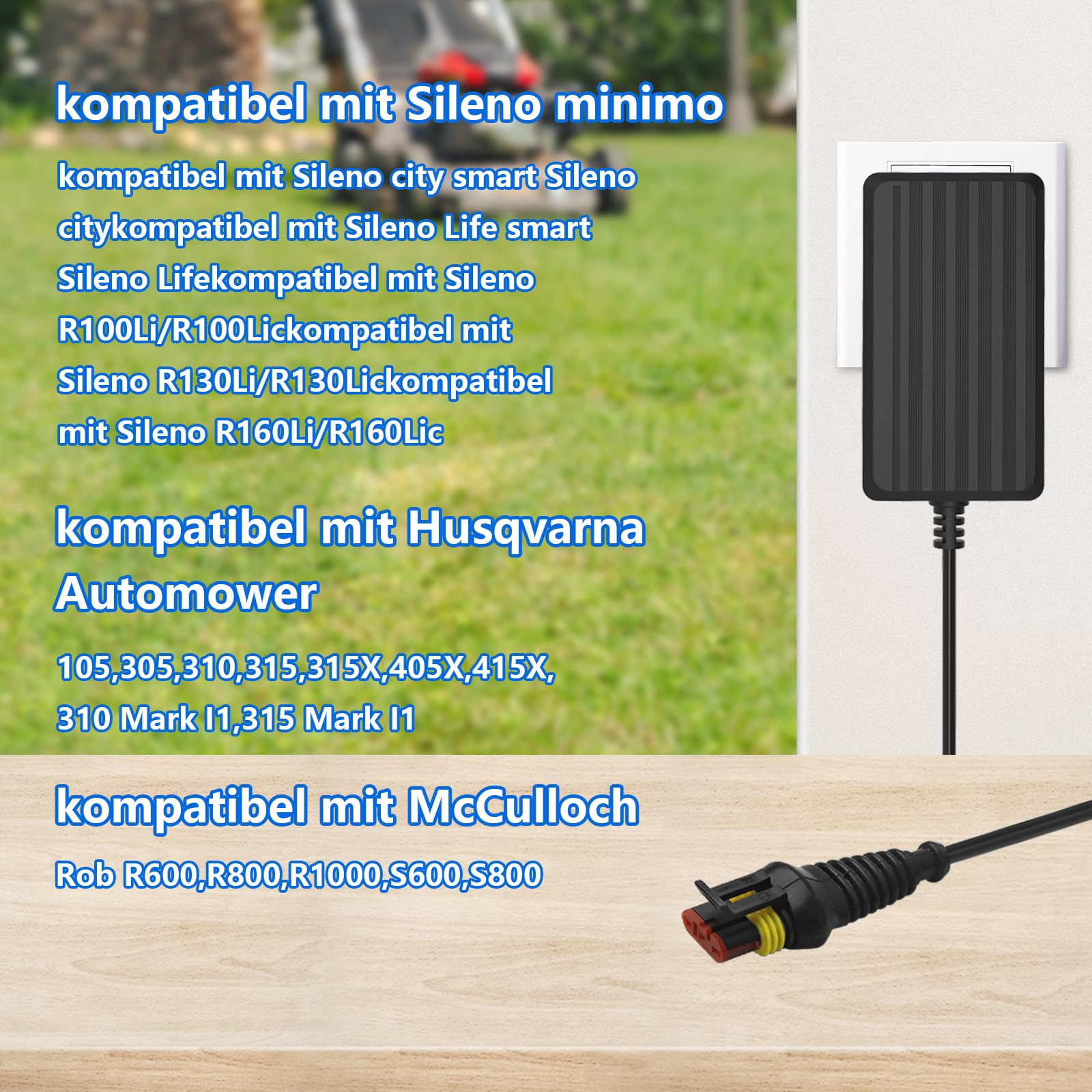28V 1.3A Ladegerät Netzteil kompatibel mit Husqvarna Automower 115H,105, 305, 310, 315, 315X,Automatische Rasenmäher #590442204，5931636-01