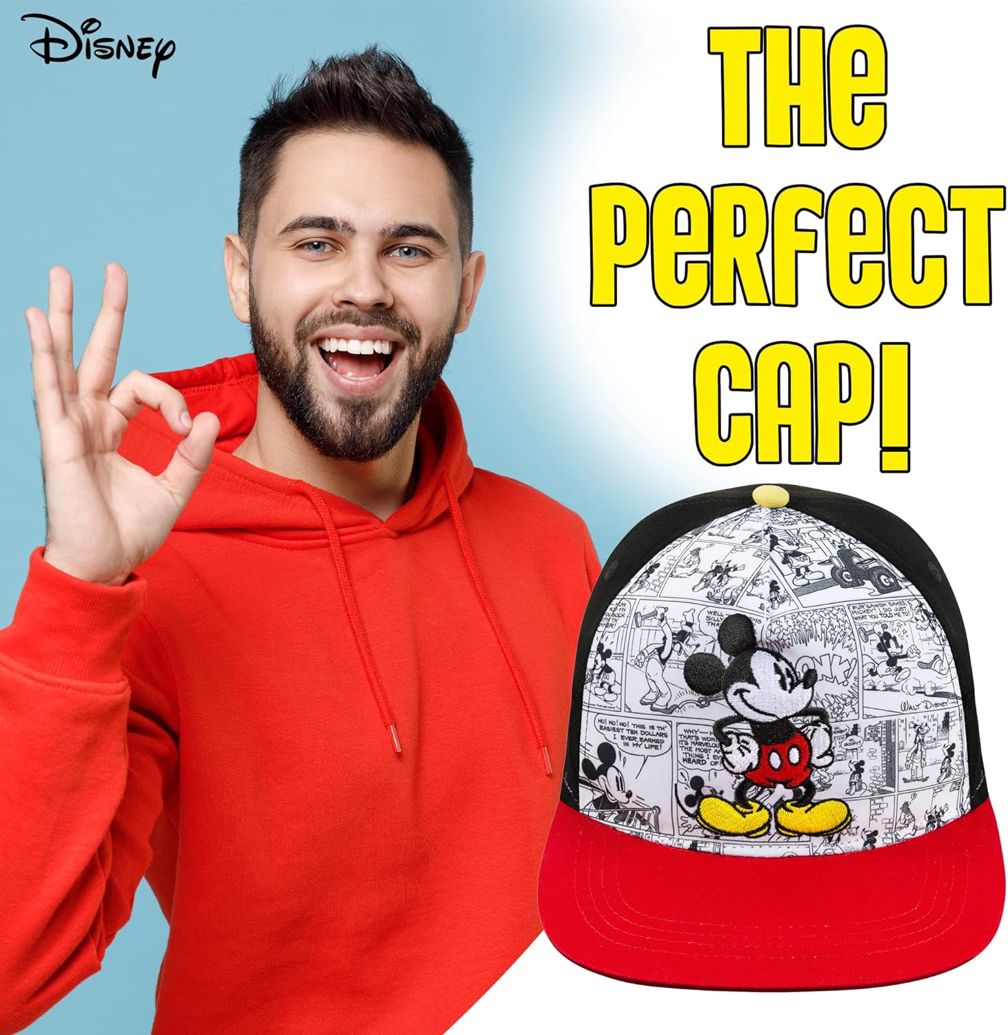 Disney Mickey Mouse Comics Baseball Cap -Sizes Junior and Adult - Adjustable - 100% Cotton (Mens 58cm) - Image 3